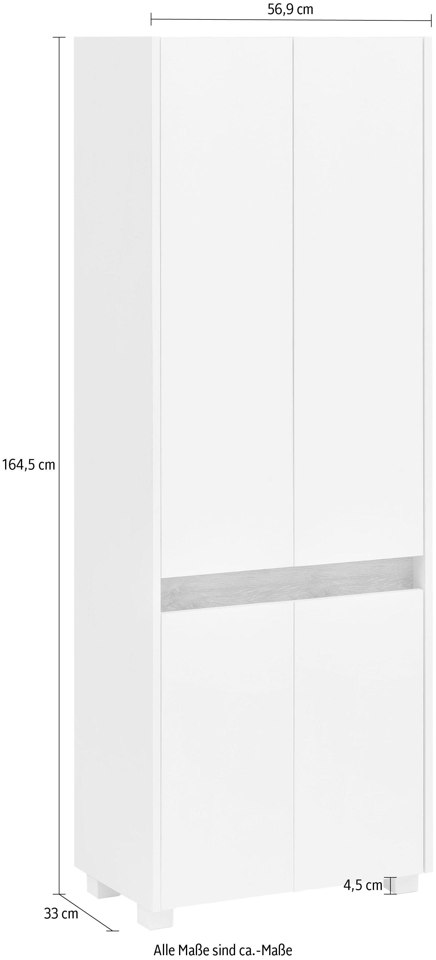 Schildmeyer Hoge kast Cosmo in verschillende kleuren Made in Germany Breedte 57 cm, badkamerkast, lijst in moderne wildeiken-look