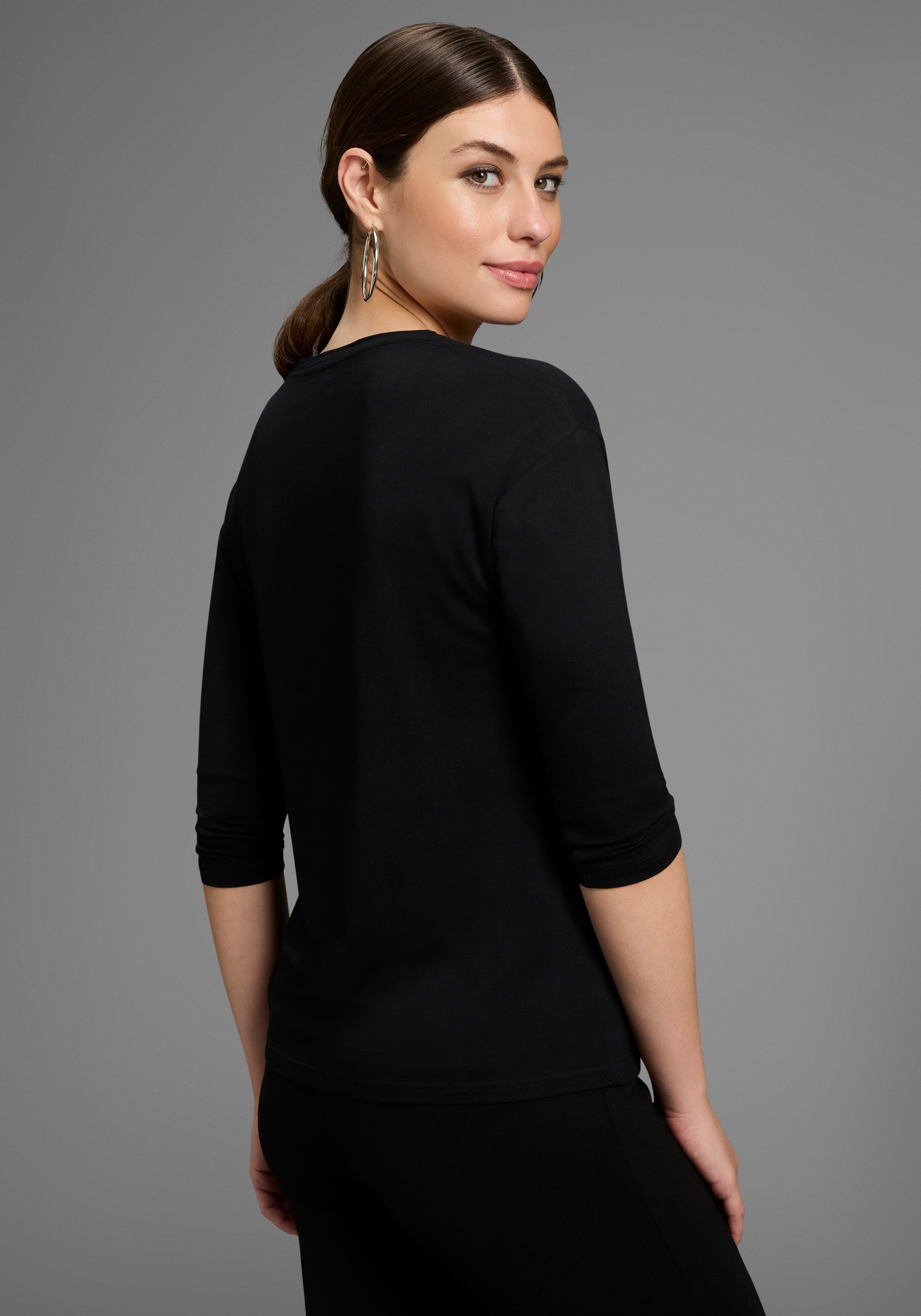 Bruno Banani Shirt met 3/4 mouwen met foil-print en glinstersteentjes - nieuwe collectie