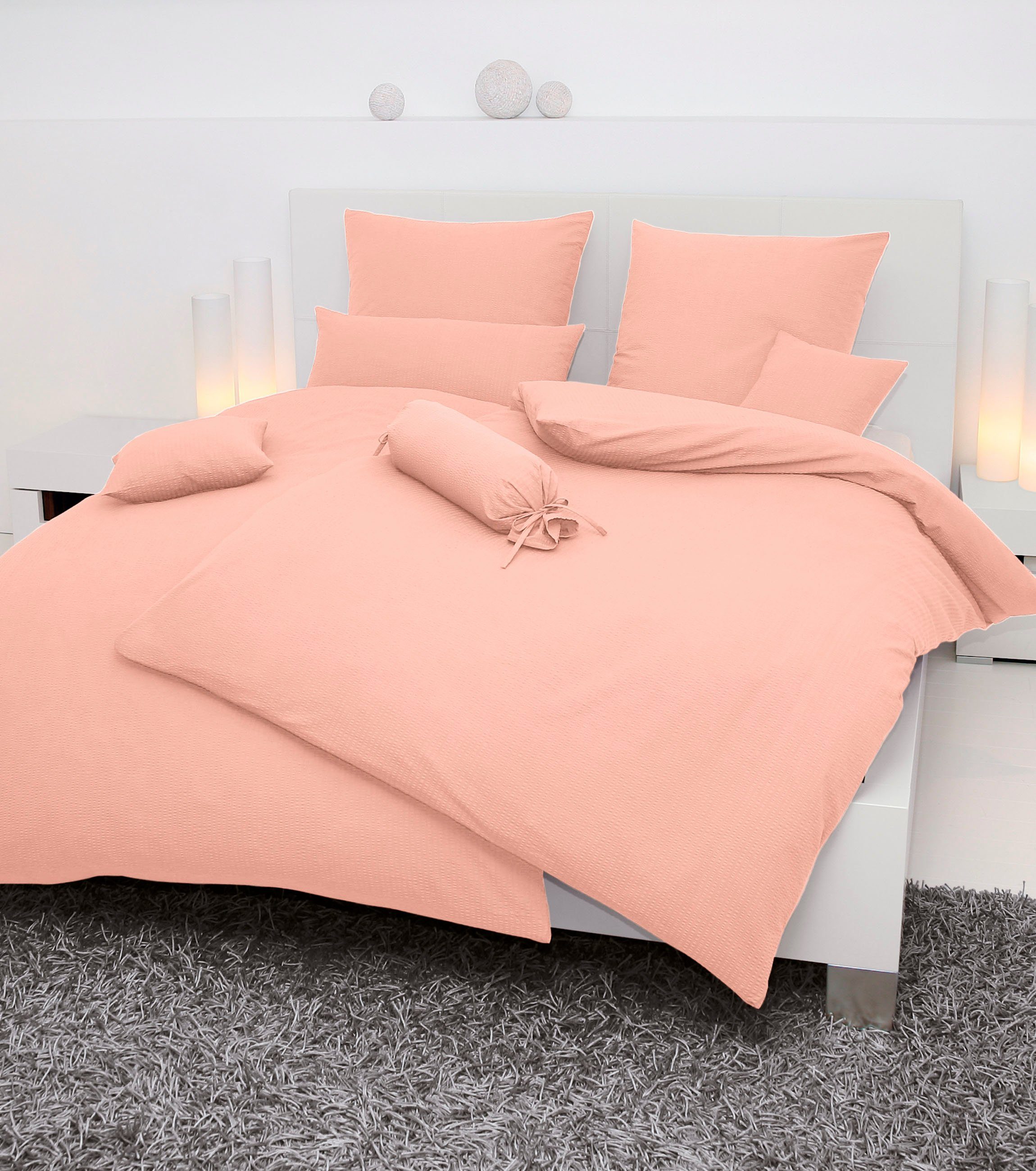 Janine Overtrekset PIANO 0125 met rits, 100% katoen, met geweldige structuur, premium dekbedovertrekken maat 1x 155x220 cm roze