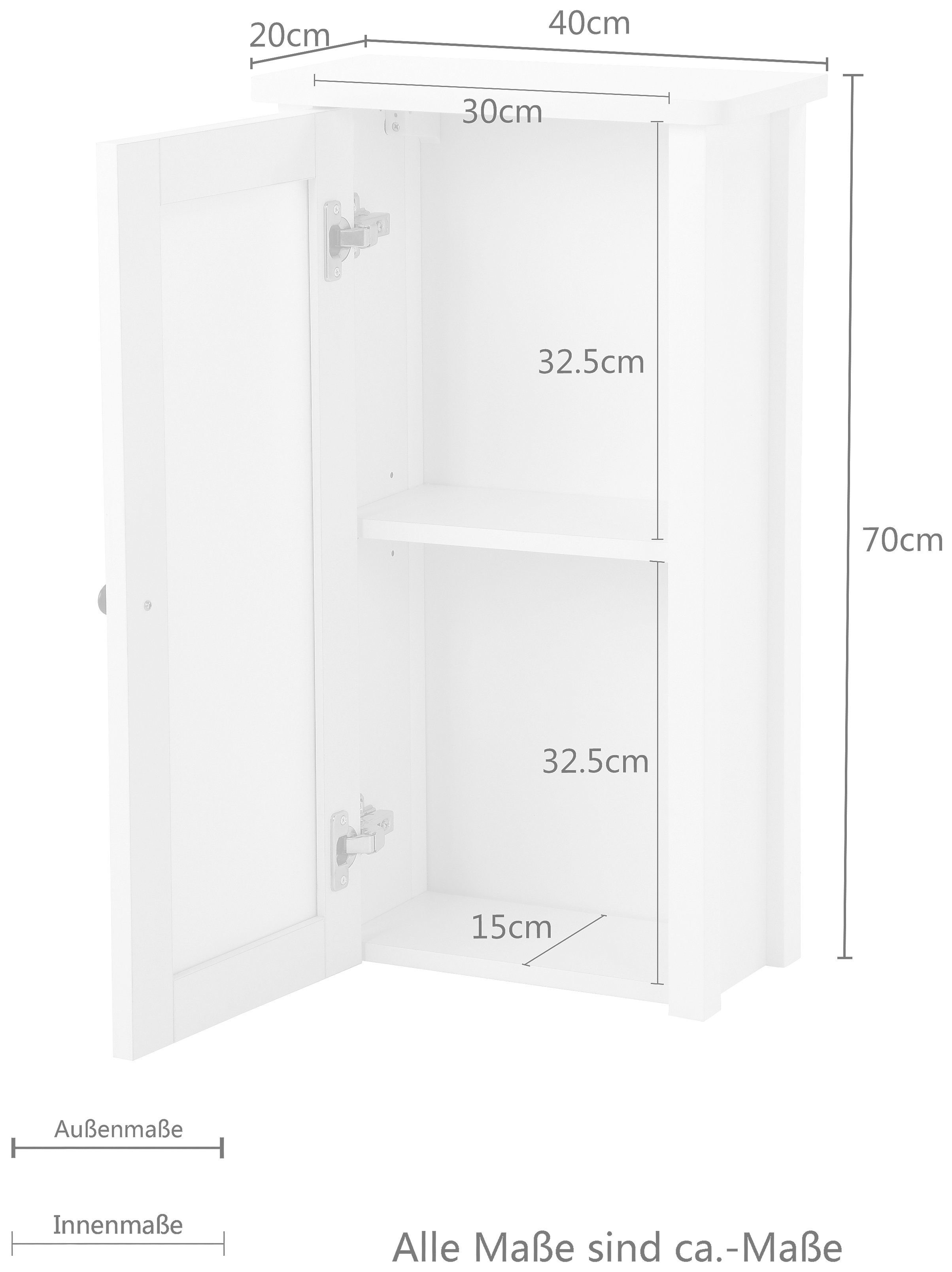 welltime Hangend kastje Aalborg Breedte 40 cm, badkamermeubel, wandkast, badkamerkast, landhuiswit