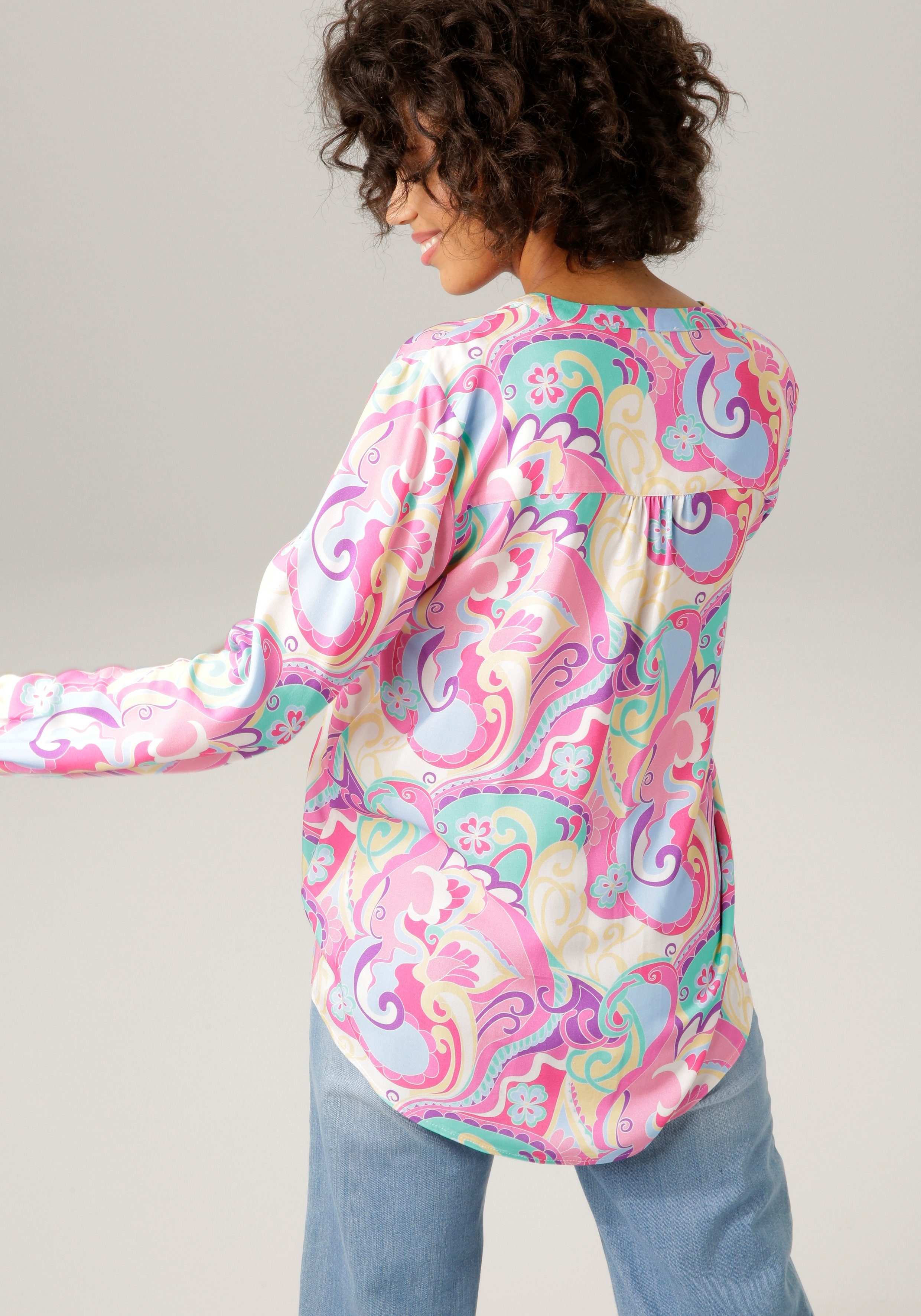 Aniston CASUAL Blouse zonder sluiting met grafische print in 2 kleurcombinaties