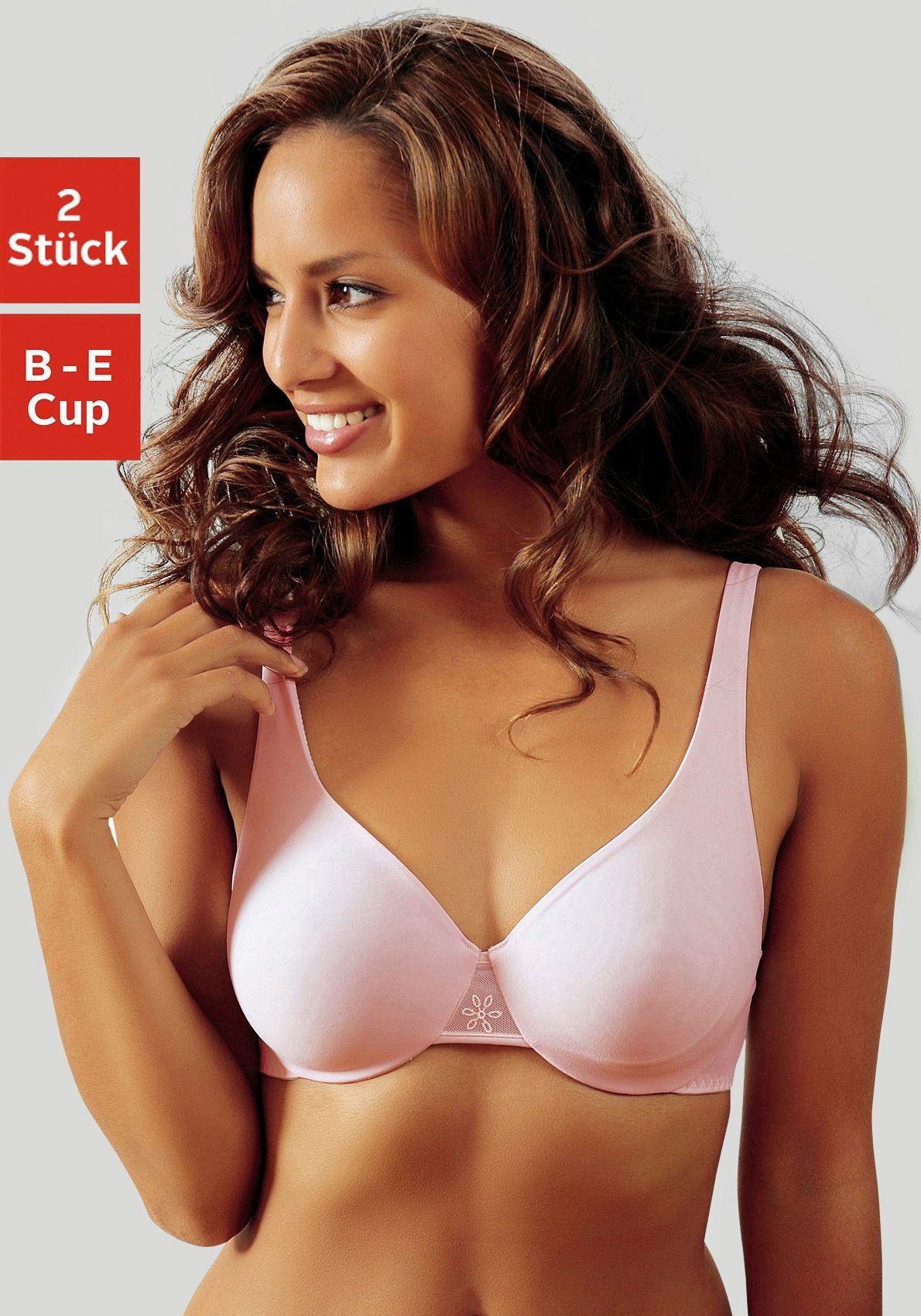 Nuance T-shirt-bh met beugel en naadloze, dubbellaagse cups (Set van 2) dames beugel bh's maat 75 E roze