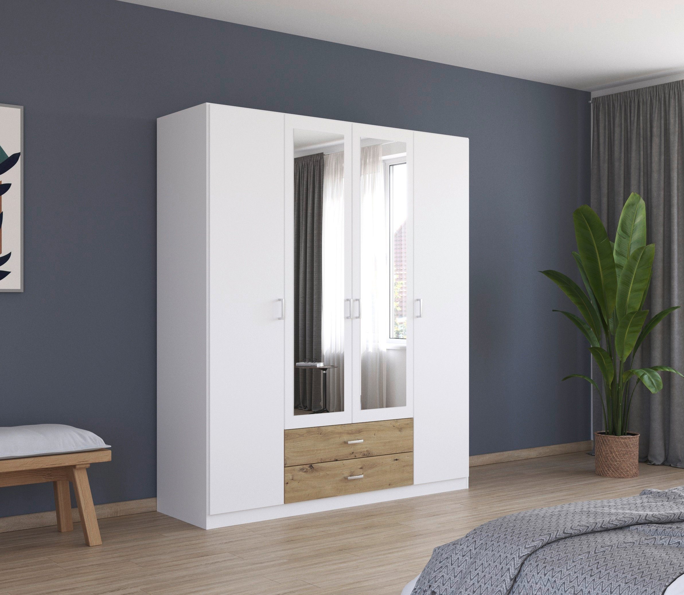 rauch Kledingkast Kast Garderobe Wasmand GAMMA in 3 Breedtes veel opbergruimte met 6 lades, met spiegel topseller made in germany