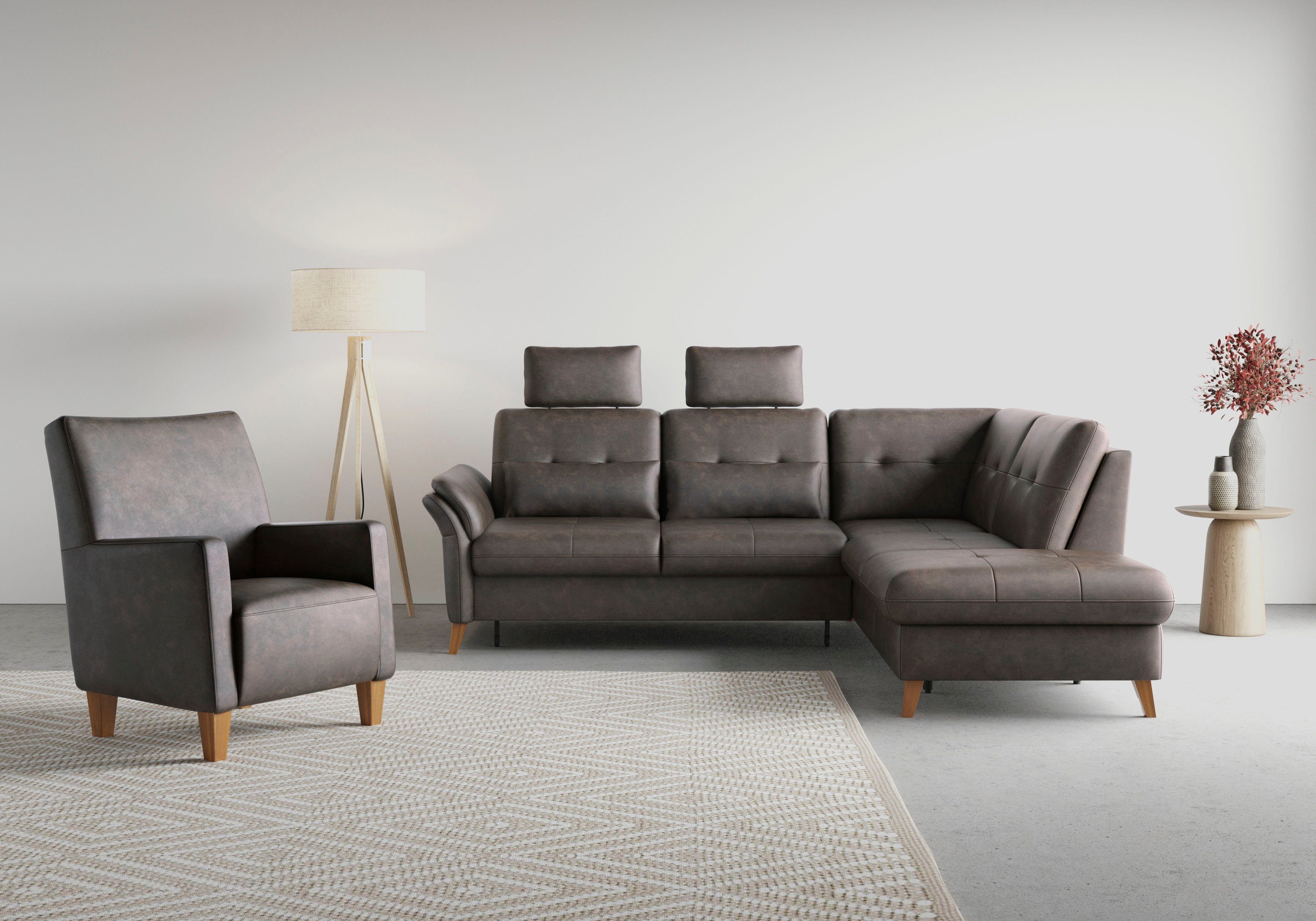 sit&more Hoekbank Göteborg inclusief zitdiepteverstelling, optioneel met bedfunctie & bedlade