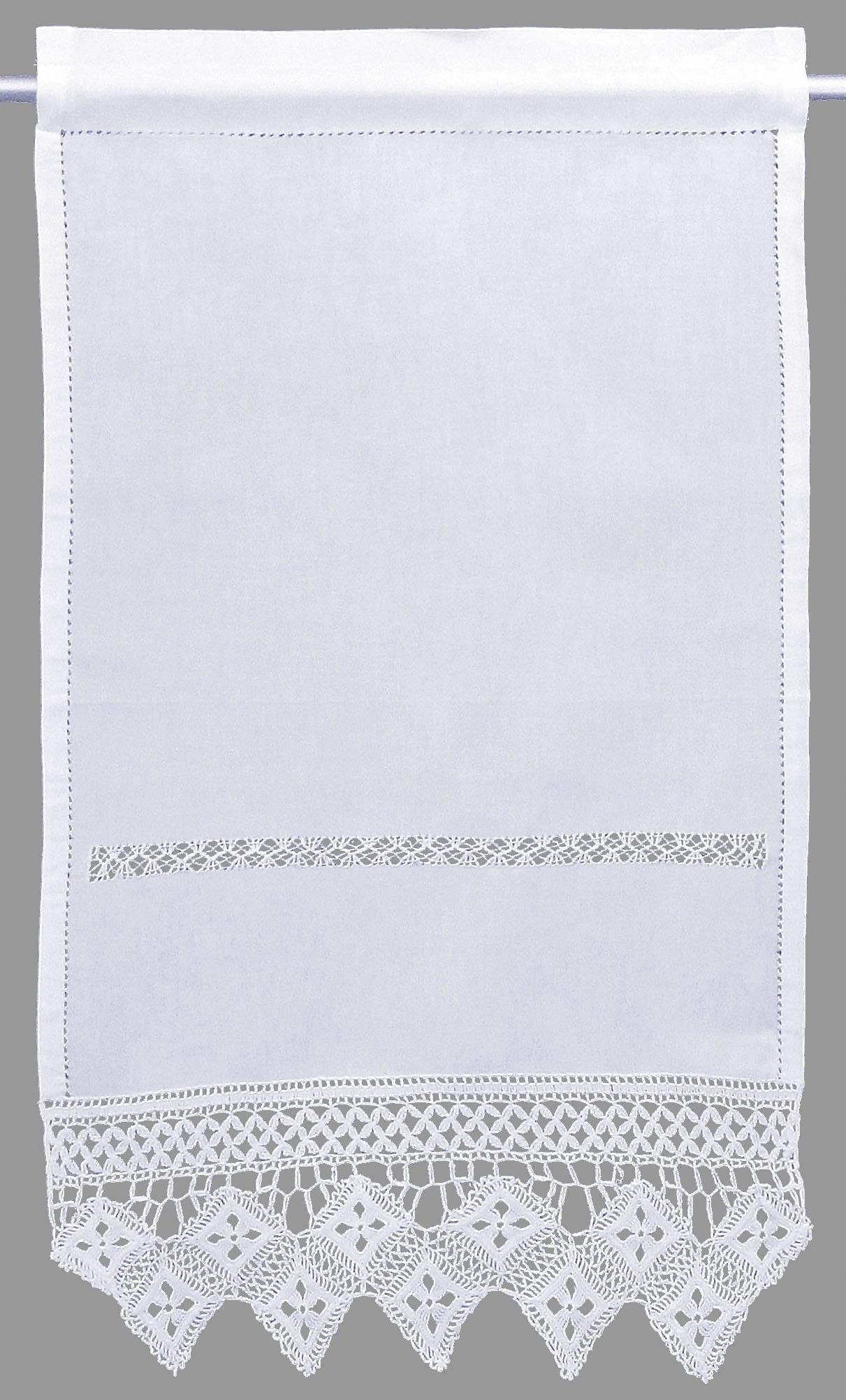 Hossner Valletje BALDO Gehaakte kant - echt handwerk (1 stuk) vitrage maat 40 cm x 90 cm wit