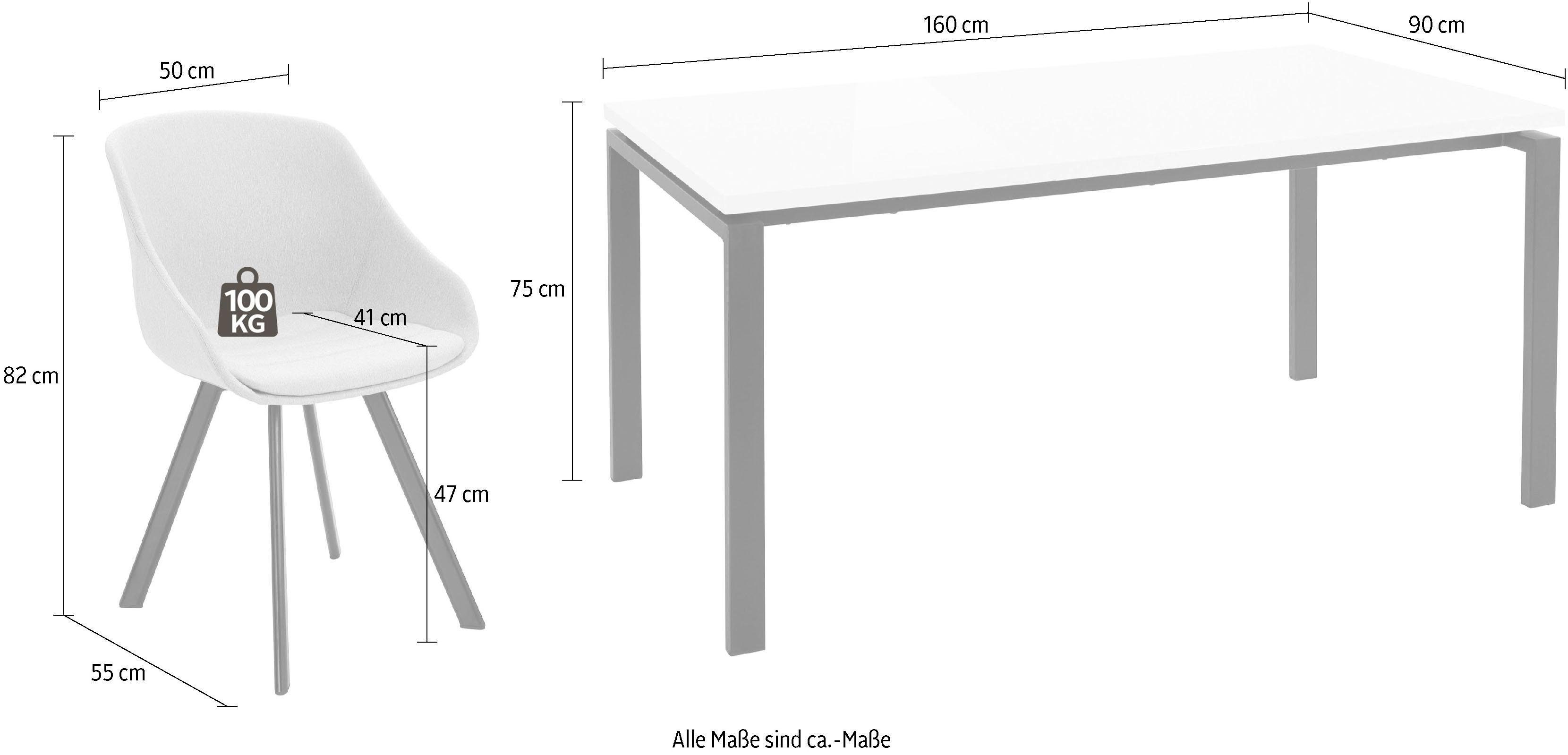 INOSIGN Eethoek met 4 stoelen (5-delig)