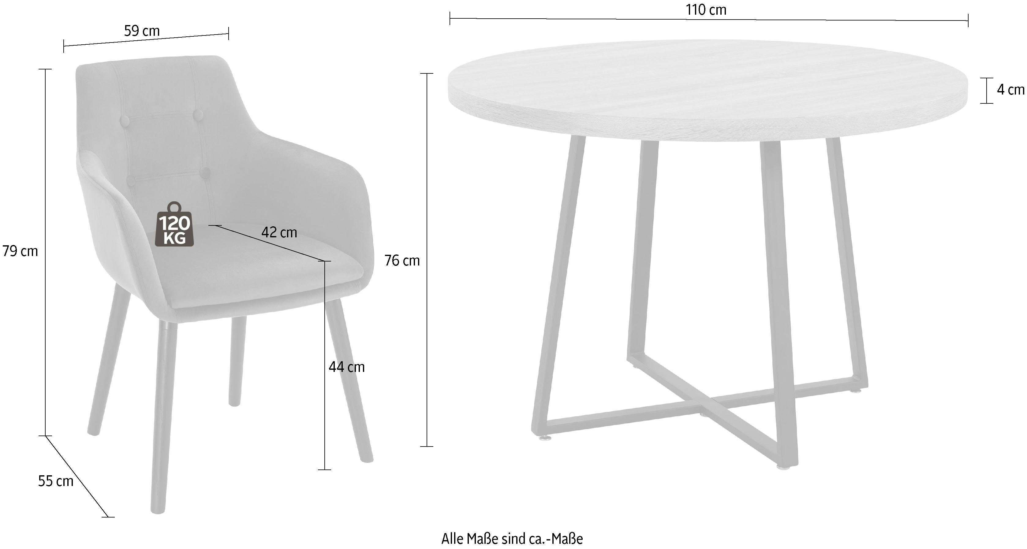 Home affaire Eethoek met 4 stoelen (5-delig)