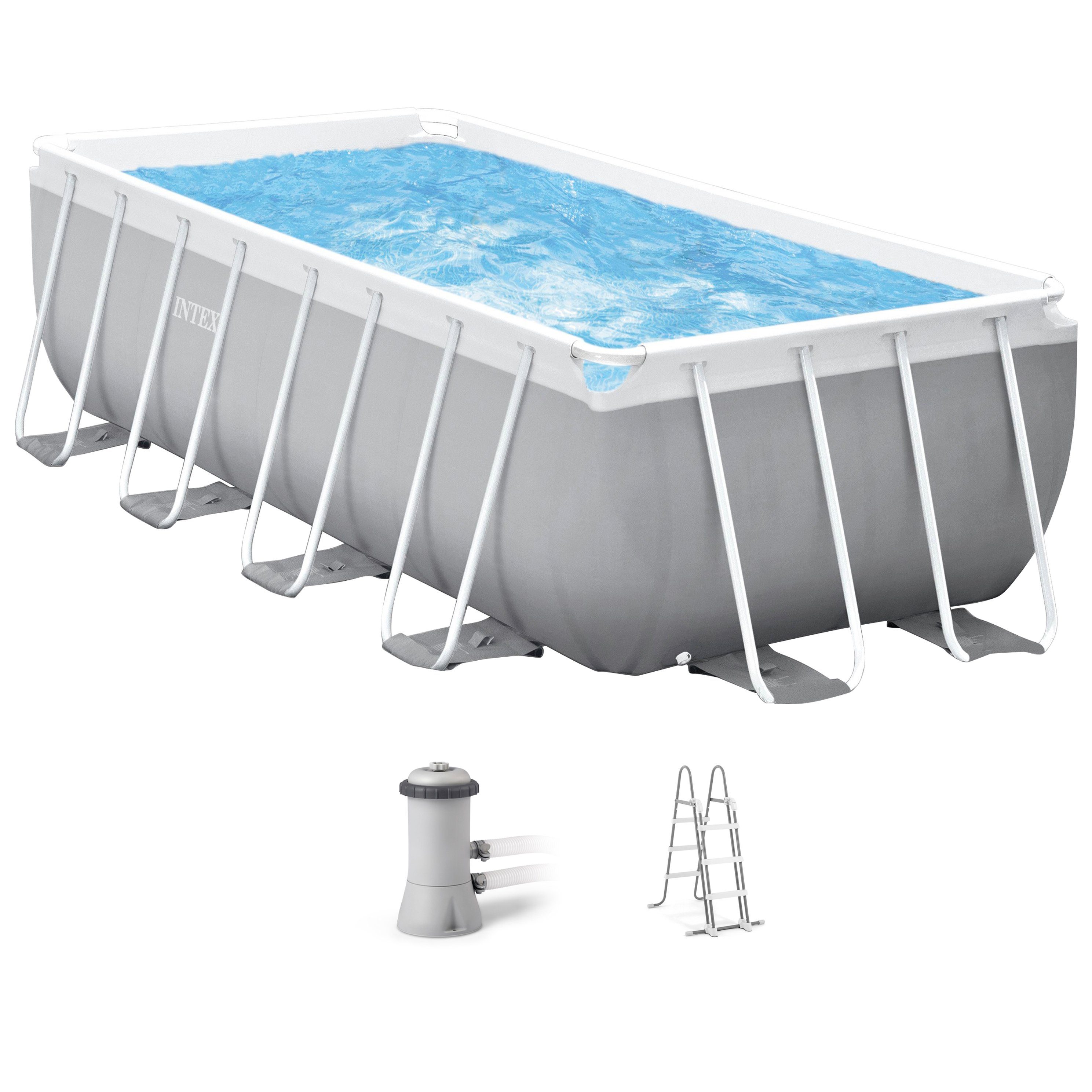 intex opzetzwembad prismframe bxlxh: 200x400x122 cm (set) grijs