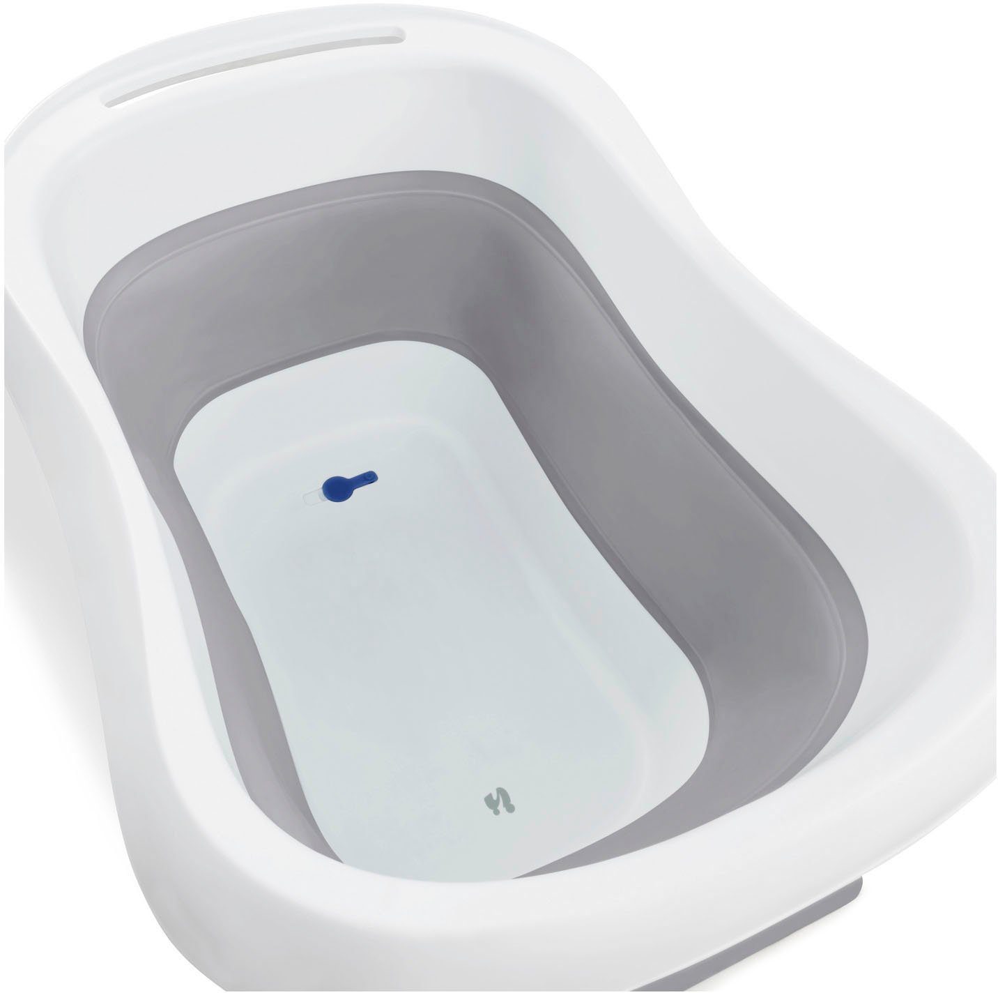 Hauck Babybadje Wash N Fold L, White/Stone Vouwbad met watertemperatuurmeting aan de afvoerstop