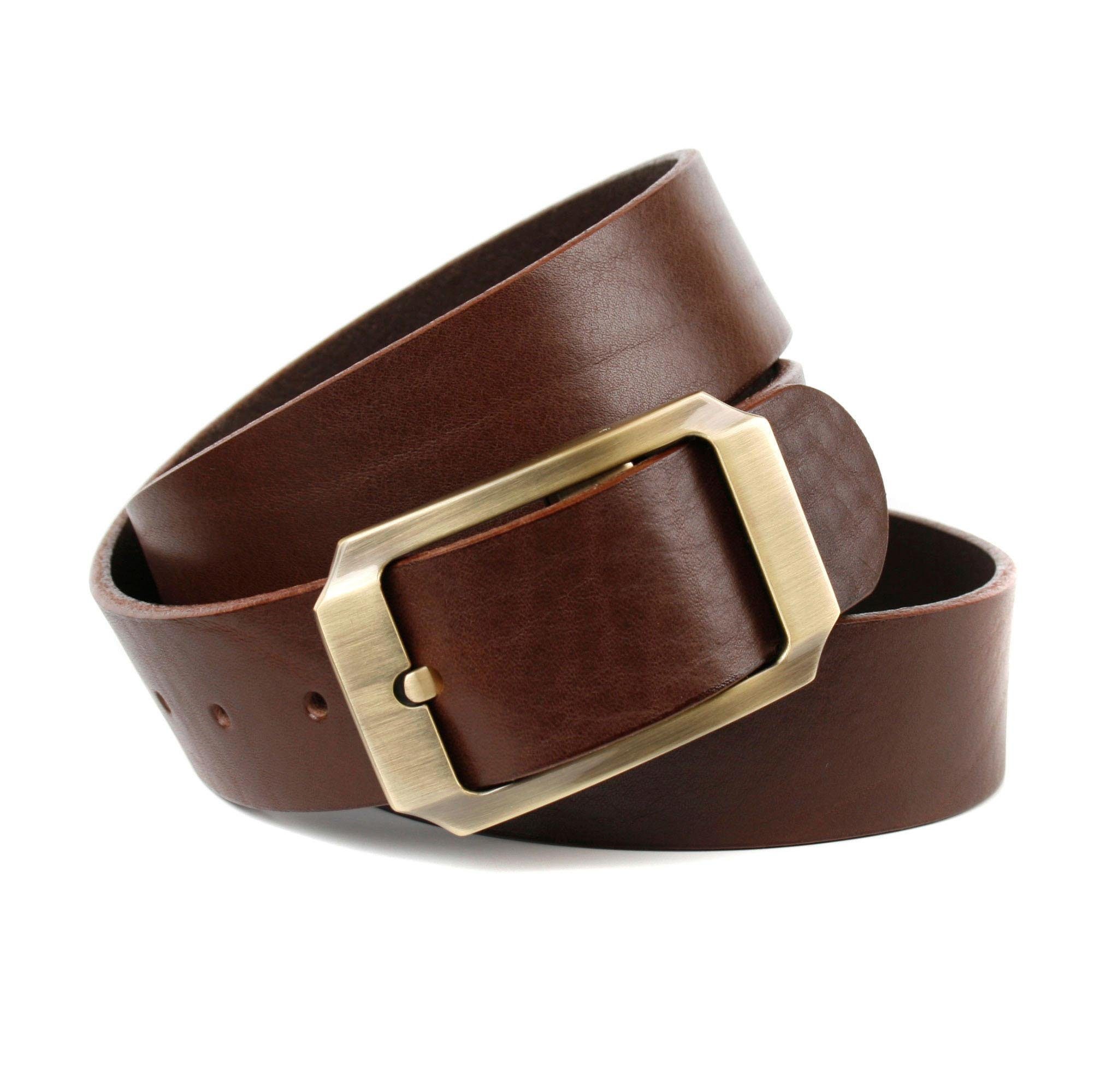 Anthoni Crown Leren riem met goudkleurige pingesp