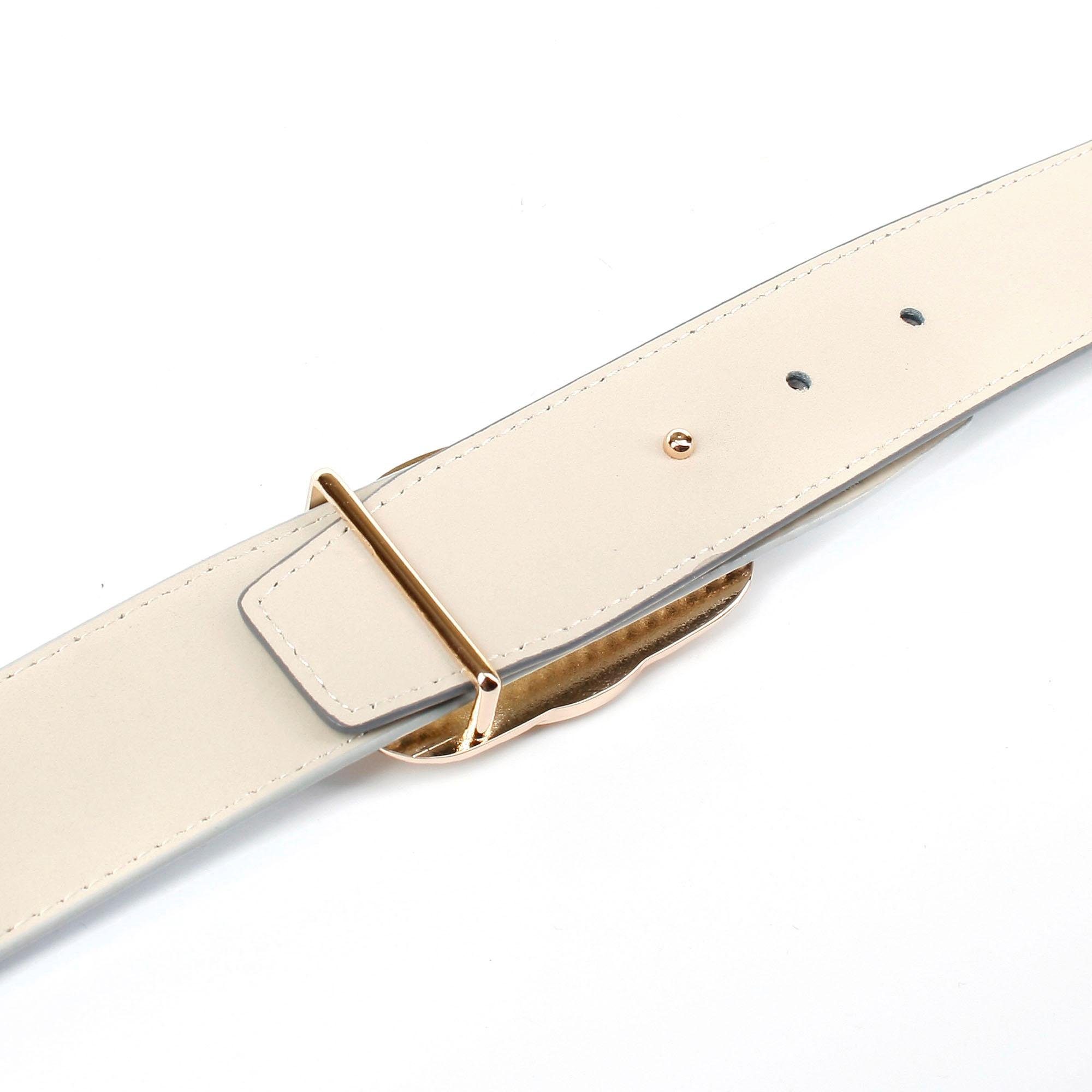 Anthoni Crown Leren riem met glanzende, filigraan verwerkte, goudkleurige gesp