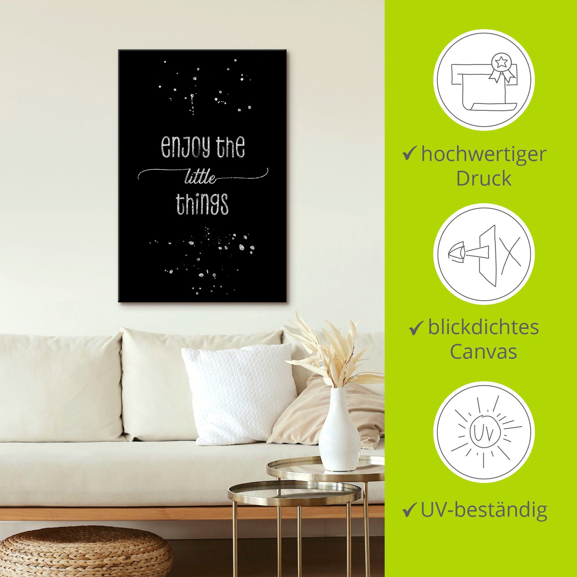 Artland Artprint op linnen Geniet van de kleine dingen I