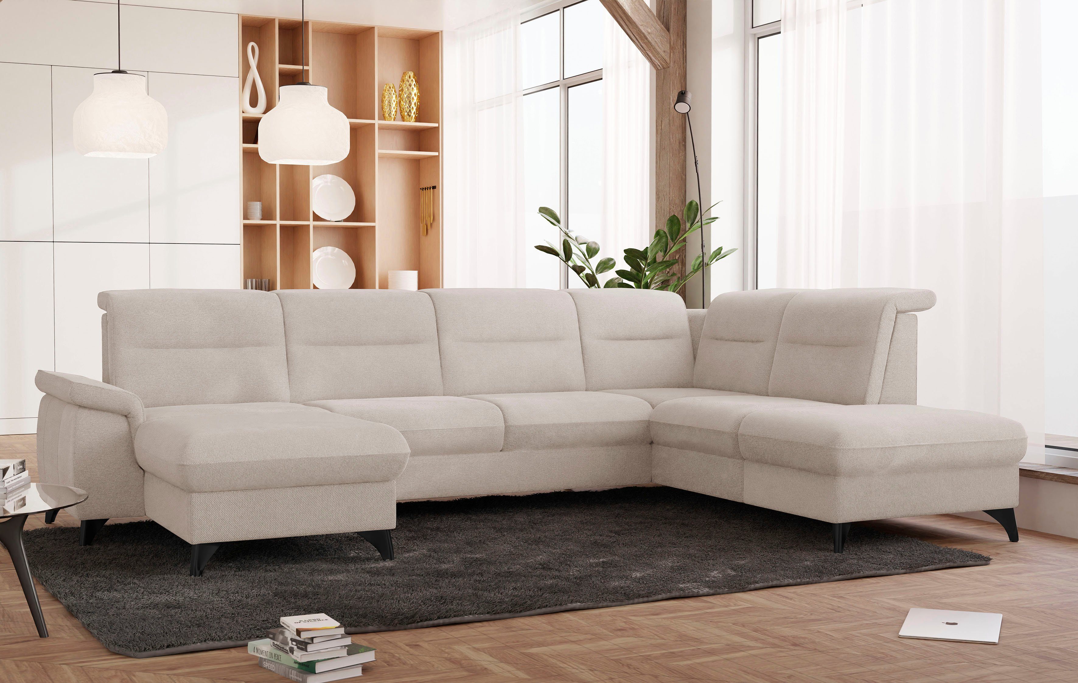 sit&more Zithoek Astoria U-vorm naar keuze met motorische relaxfunctie beige, zithoeken, Met armleuningfunctie-met slaapfunctie-met verstelbare