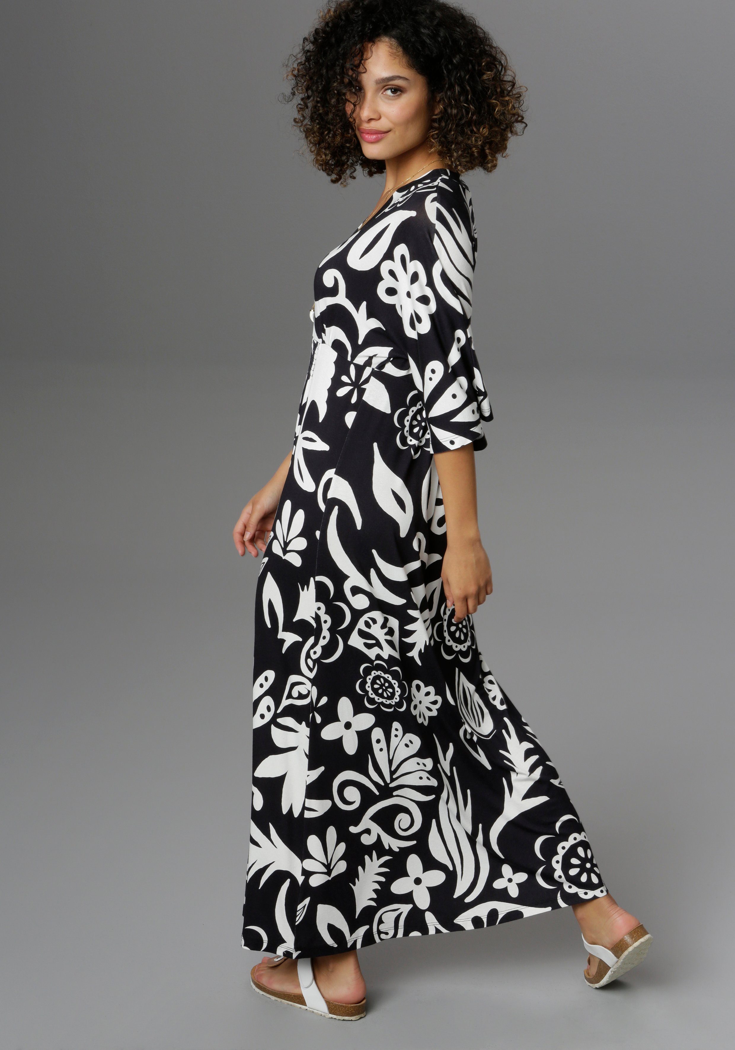 Aniston SELECTED Maxi-jurk met wijde 3/4-mouwen