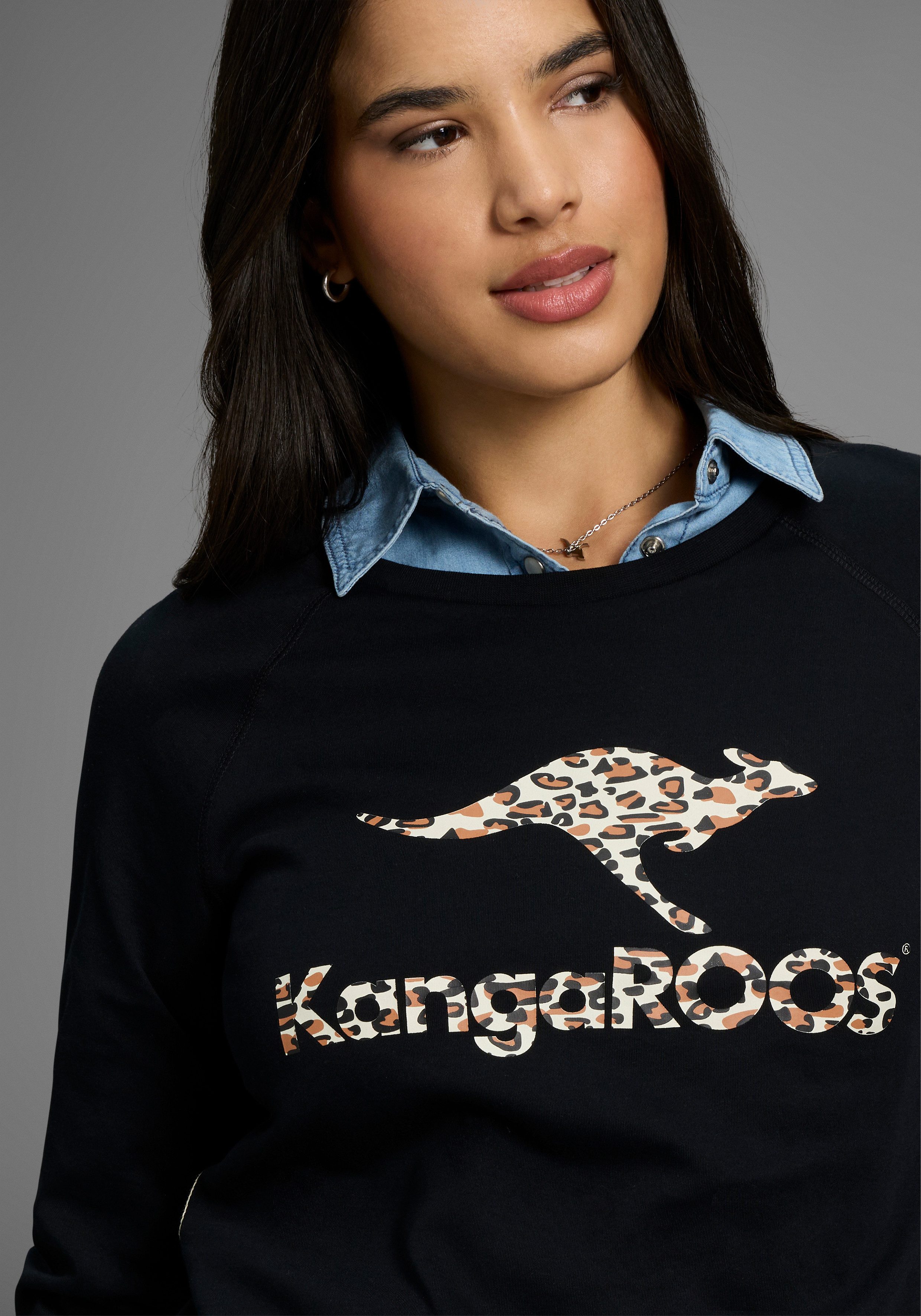 KangaROOS Sweatshirt Lange mouwen, figuurvolgende snit, met print, ronde hals