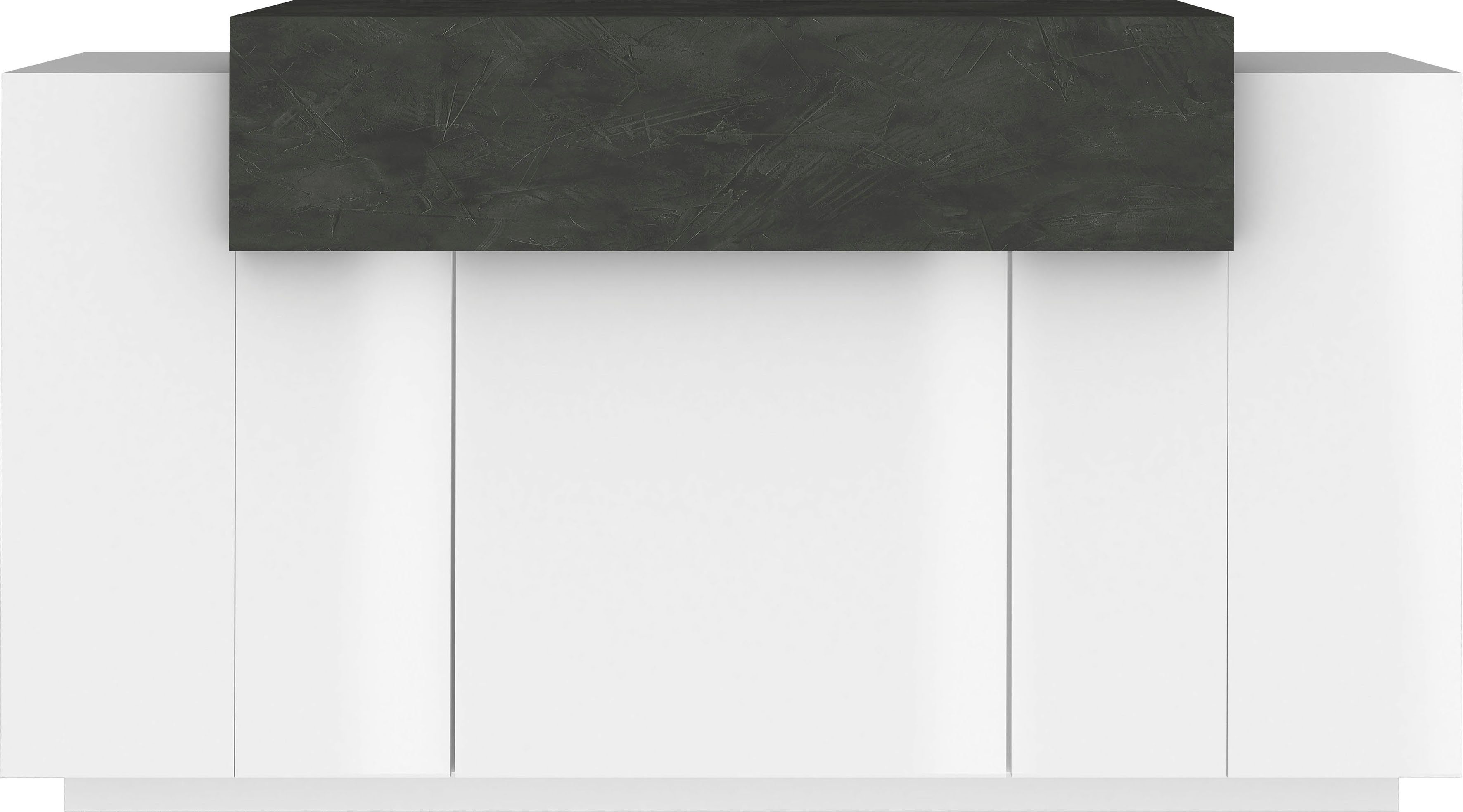 INOSIGN Kast Coro, commode, kast, buffet, greeploos 1 klep, 3 deuren, dubbele diepte hoogglans fronten, breedte 140
