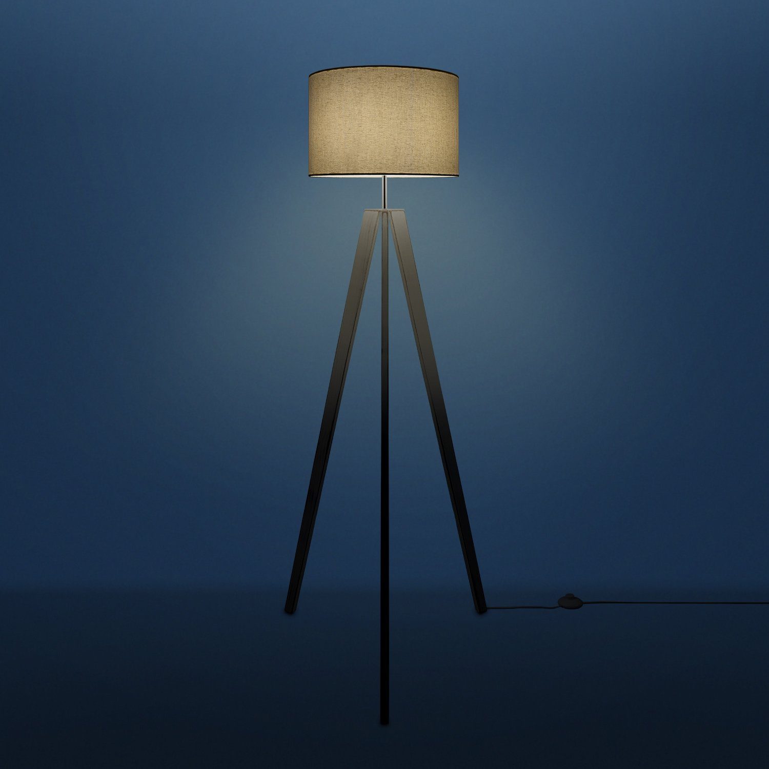 Paco Home Staande lamp Canvas uni Color Vloerlamp vintage voet LED lamp woonkamer Scandinavisch ontwerp E27
