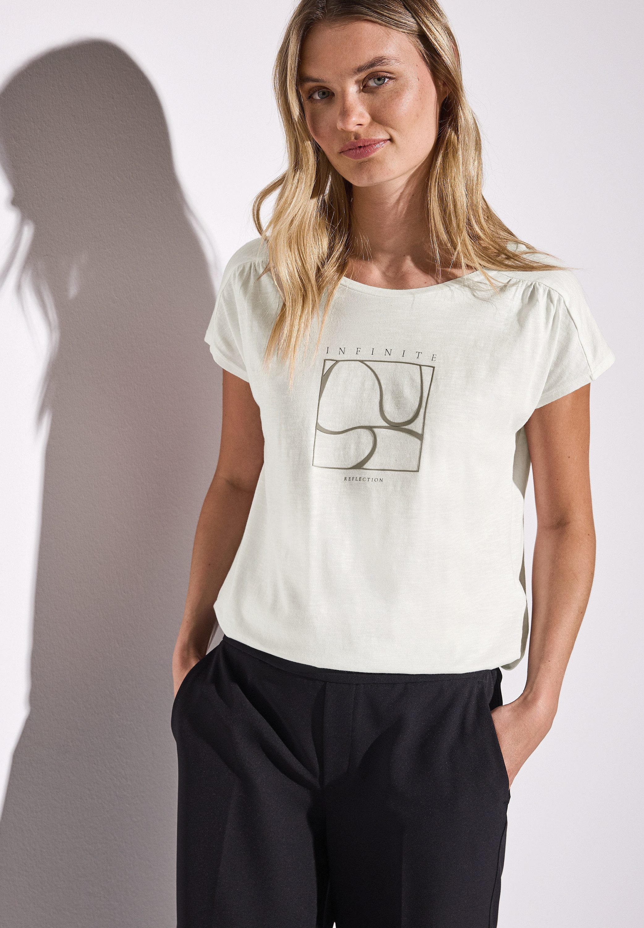 STREET ONE Shirttop met print dames tops maat 38 wit