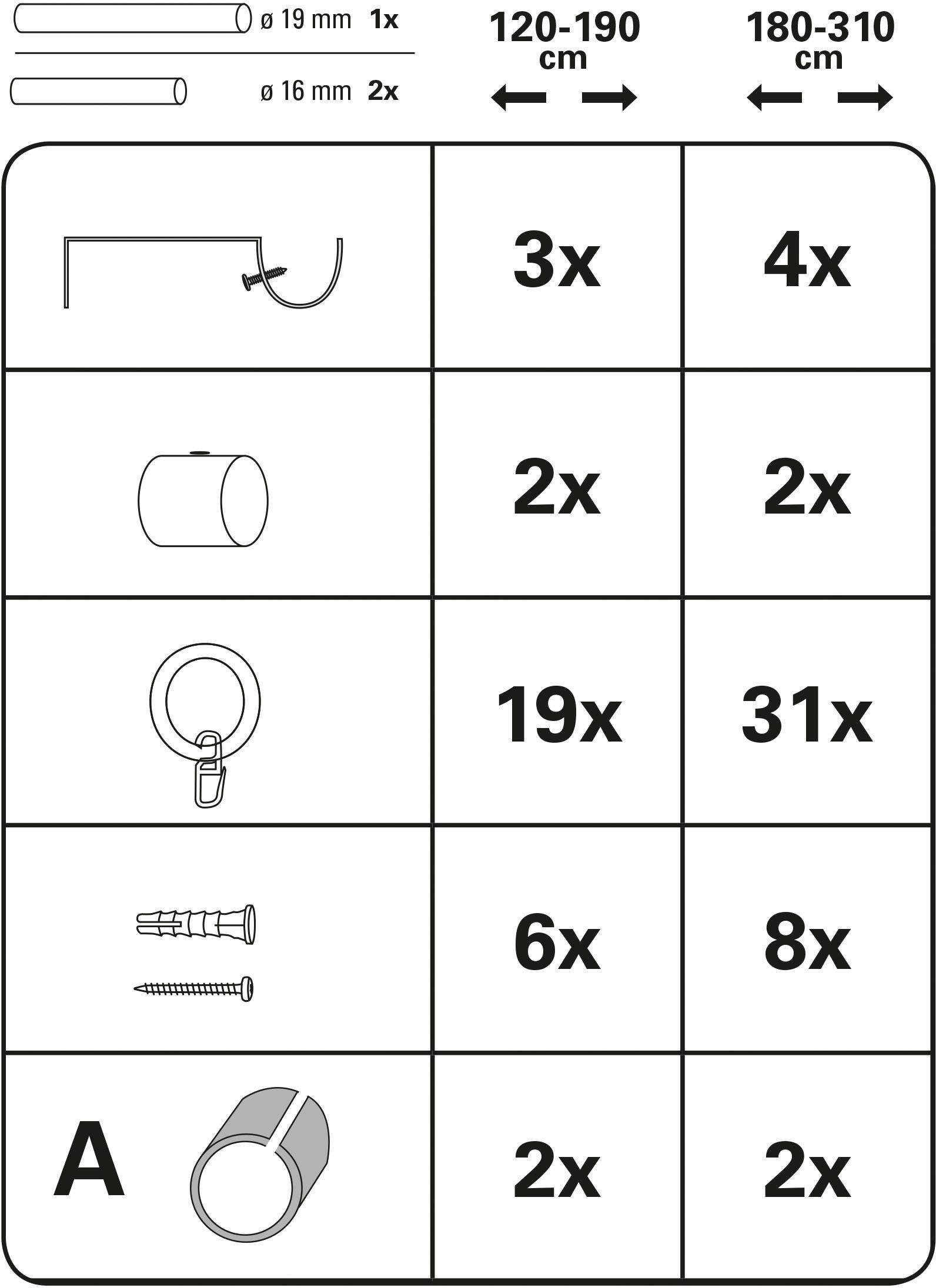 GARDINIA Gordijnroede Set metaal (1 stuk)