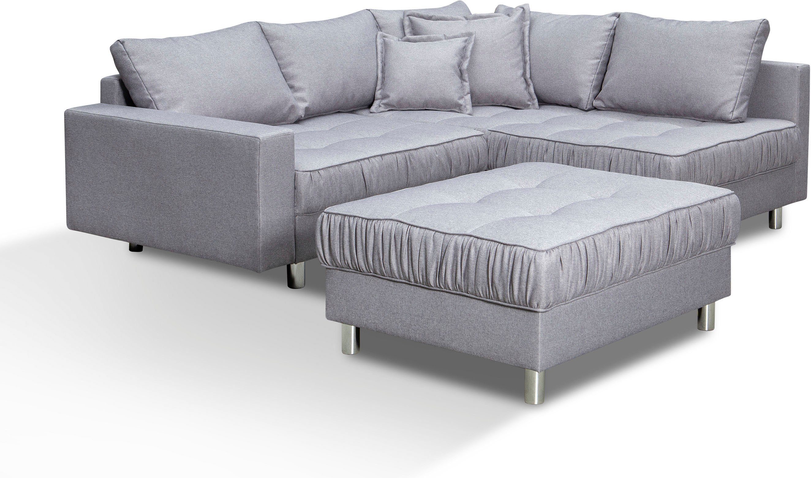 COLLECTION AB Hoekbank Cannes L-vorm met hocker, inclusief slaapfunctie