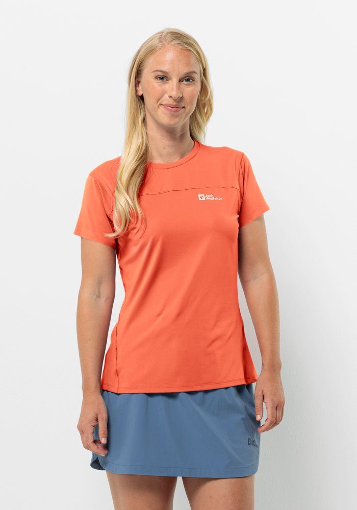 Jack Wolfskin Prelight Chill T-Shirt Women Functioneel shirt Dames XL rood digital orange