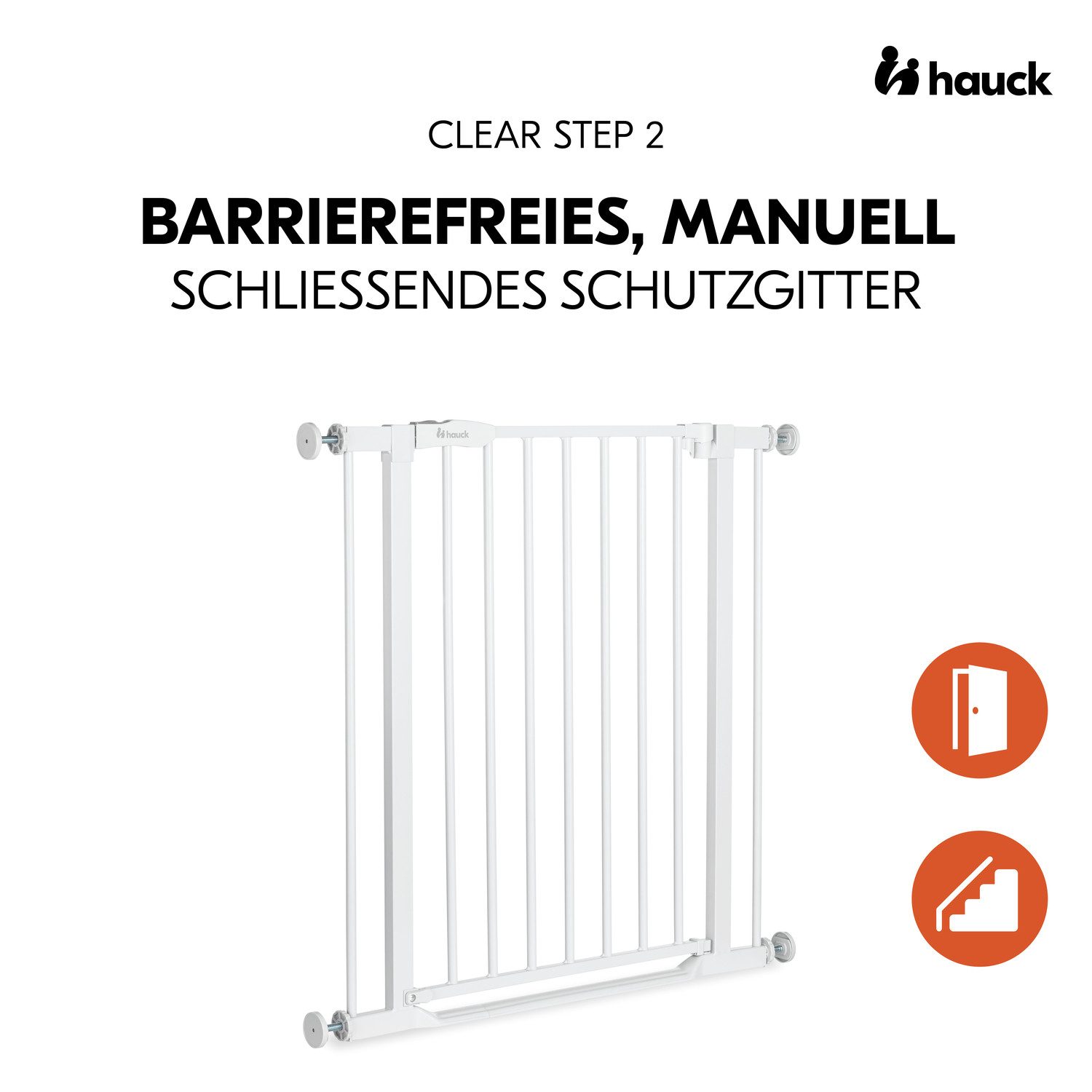 Hauck Traphek Clear Step 2, White ook als traphekje te gebruiken, 75-80 cm, vlakke doorgang