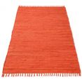 delavita vloerkleed finni tweezijdig te gebruiken kleed met franje, woonkamer oranje