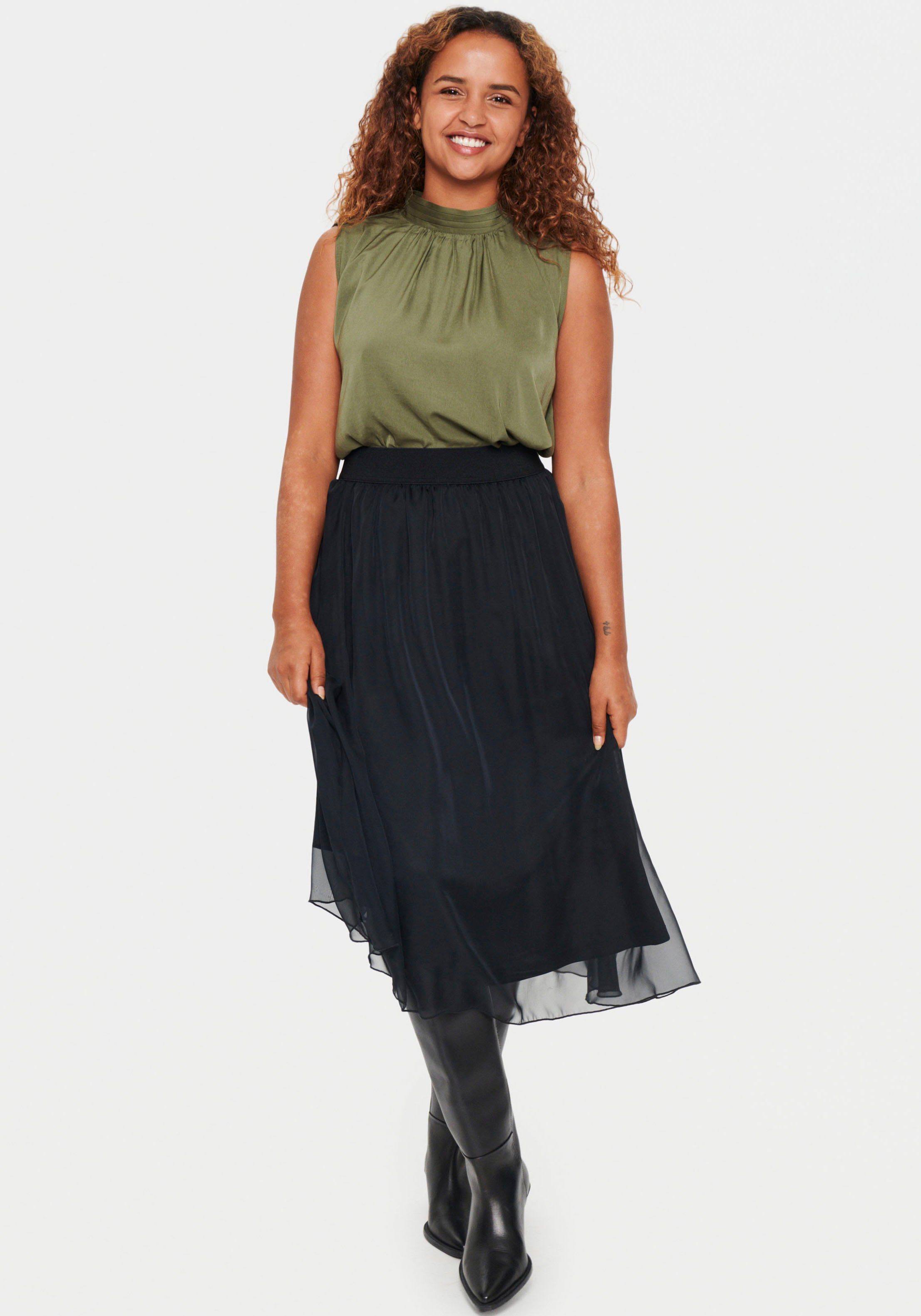 Saint Tropez Midirok CoralSZ Skirt gemaakt van chiffon