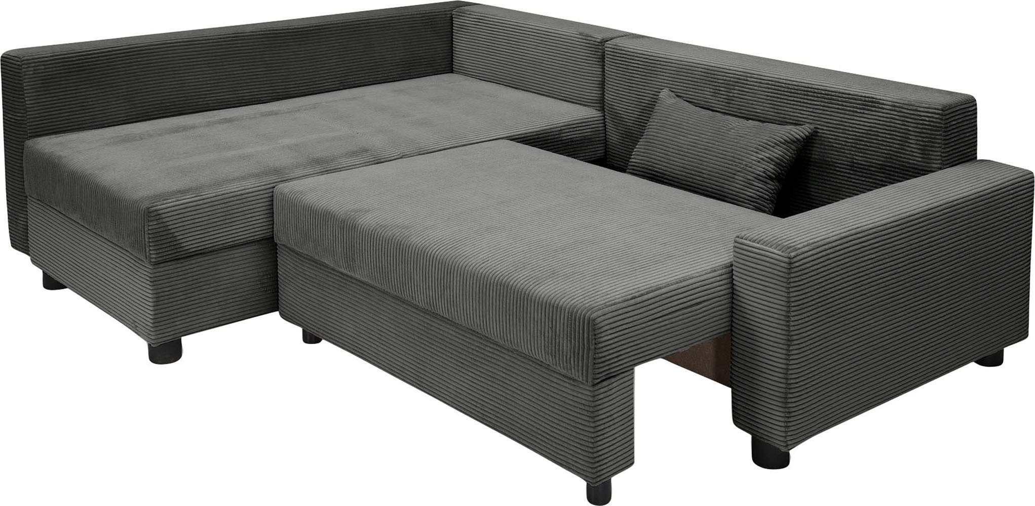 COLLECTION AB Hoekbank Parma L-vorm met slaapfunctie en bedlade, inclusief kussens, bonell-federkern