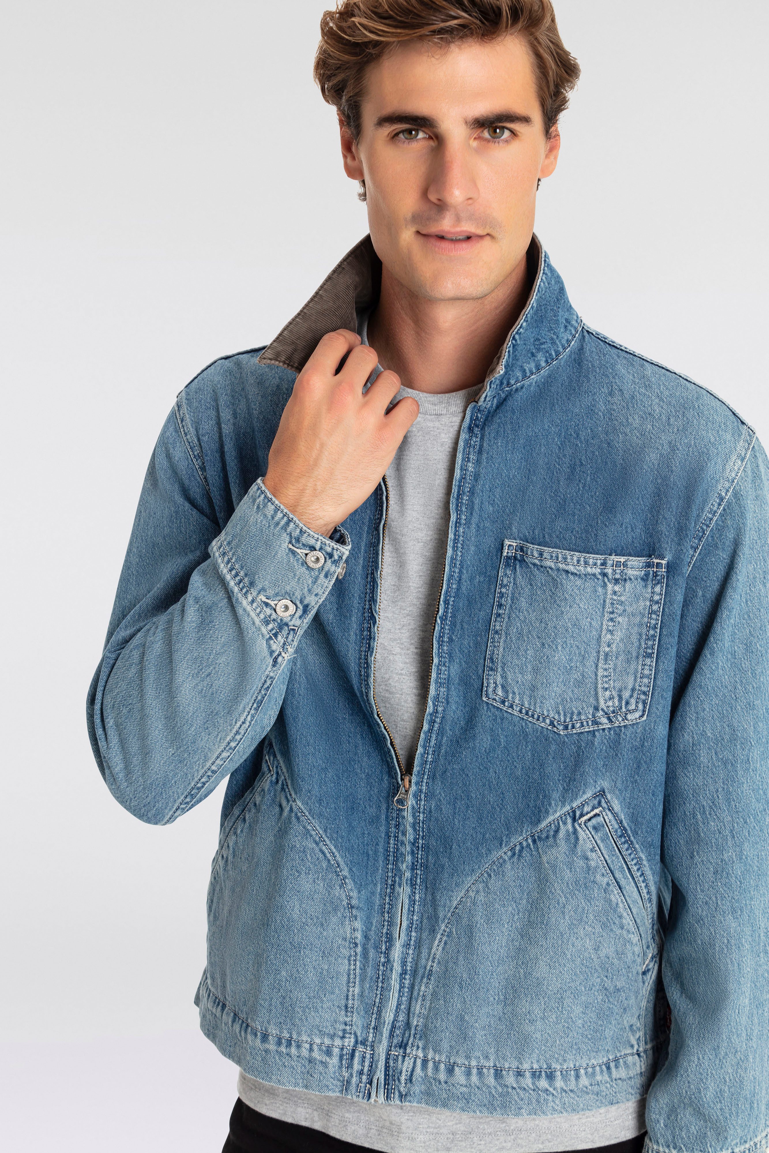 Levi's® Jeansjack FULL ZIP MECHANICS TRKR met rits en kraag met cord-inzet