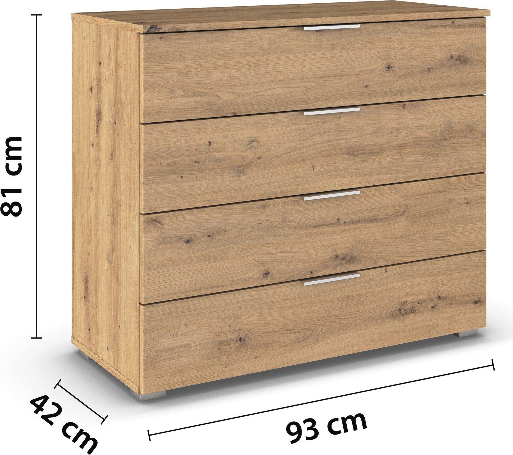 rauch Ladekast Sideboard AGORDO met decor- of hoogglansfront Breedte 93 cm met 4 grote lades voor veel opbergruimte MADE IN GERMANY