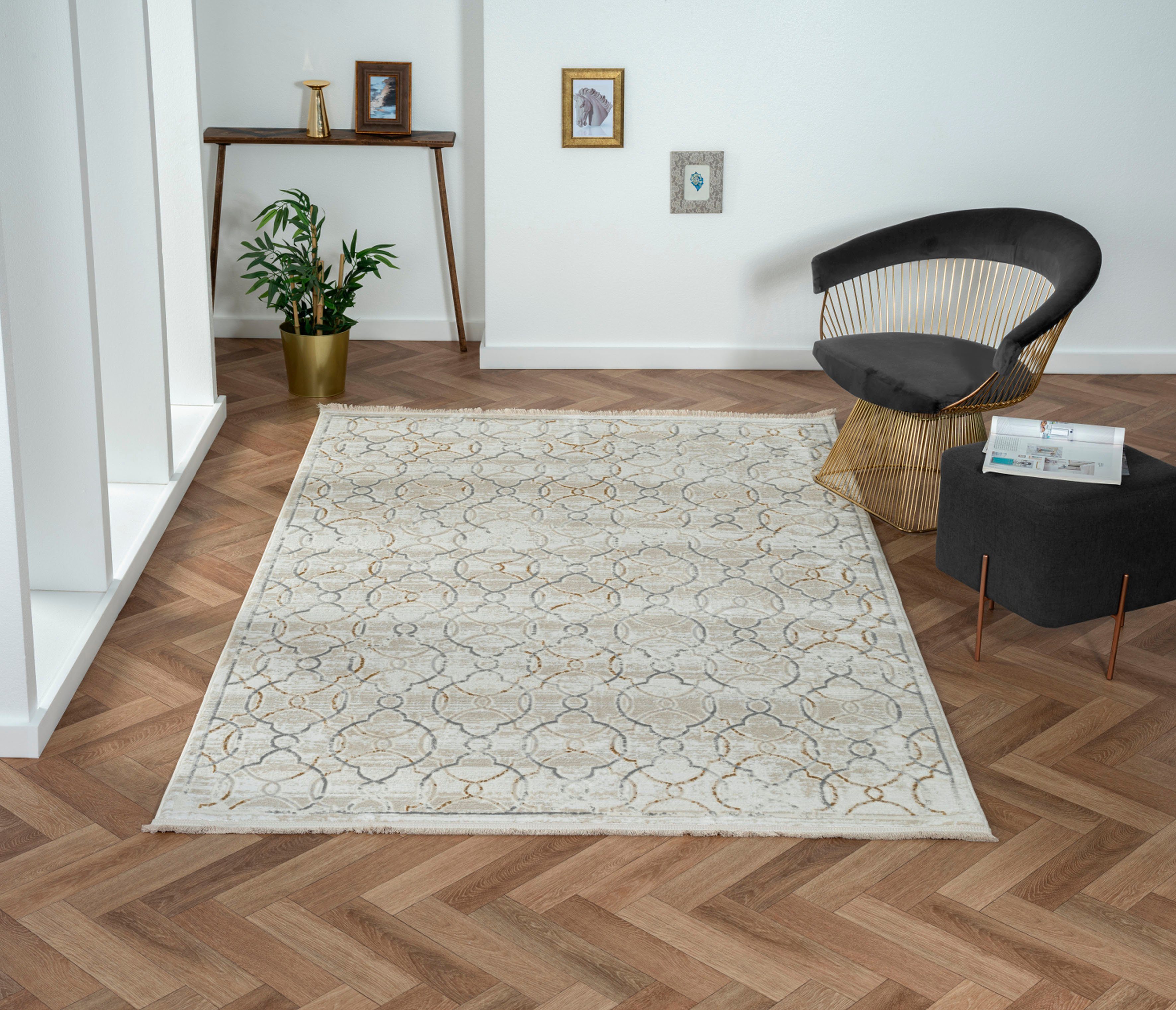 Myflair Möbel & Accessoires Vloerkleed Mijn vloer voorraadopruiming Kortpolig, retro-stijl, met franjes, bijzonder zacht door microvezel