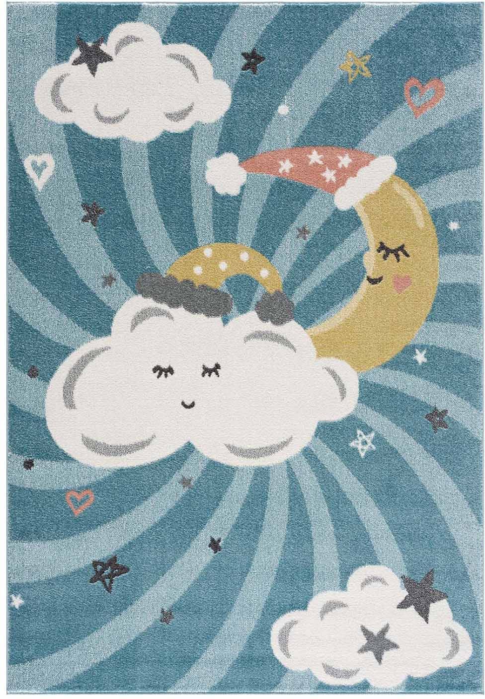 Carpet City Kindervloerkleed Anime9380 Vloerkleed maan, wolken, sterren, zachte pool