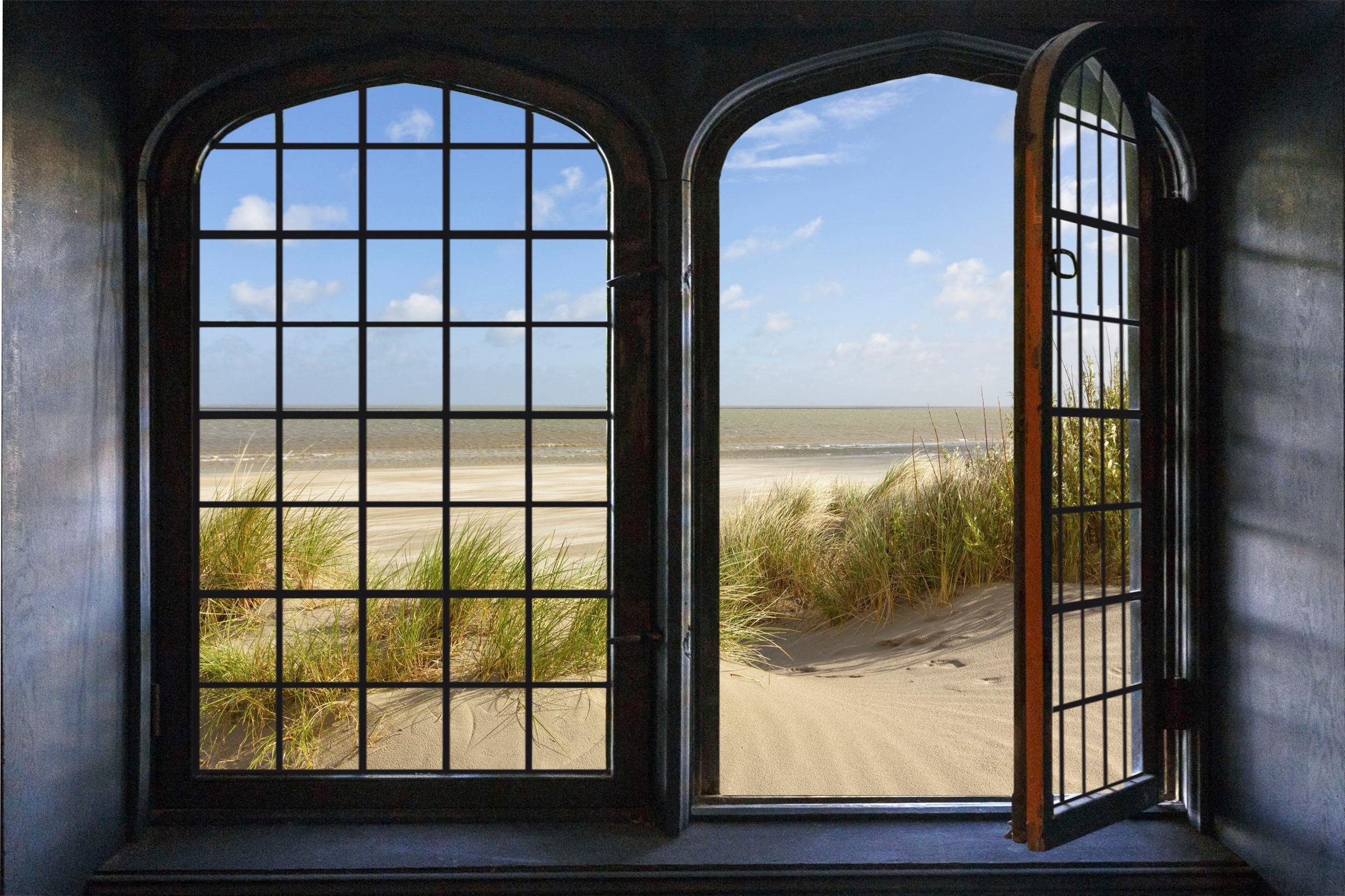 queence Wandfolie Sylt Muursticker, muurdecoratie, zelfklevend, 3D, raam