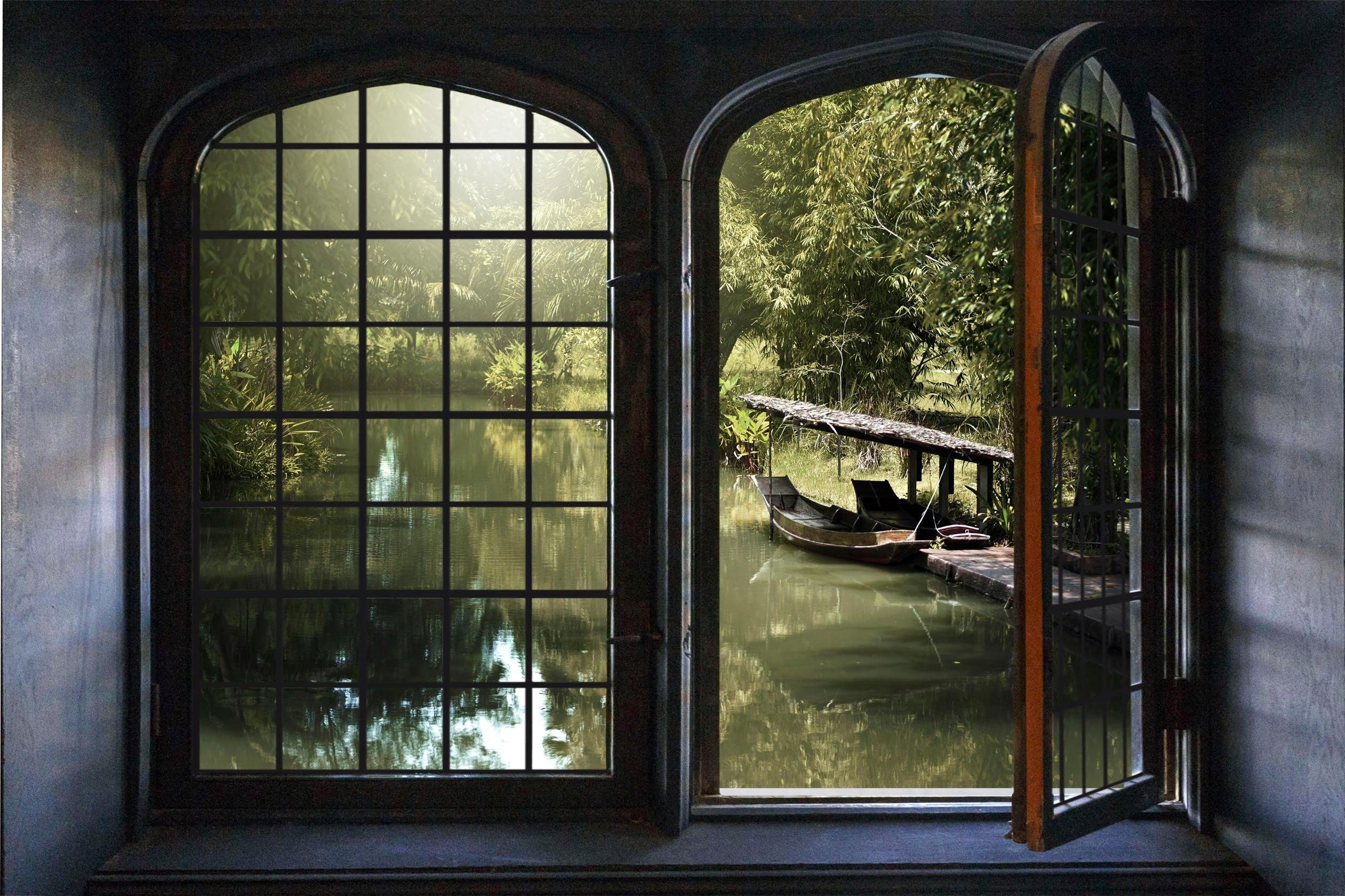 queence Wandfolie Oerwoud Muursticker, muurdecoratie, zelfklevend, 3D, raam
