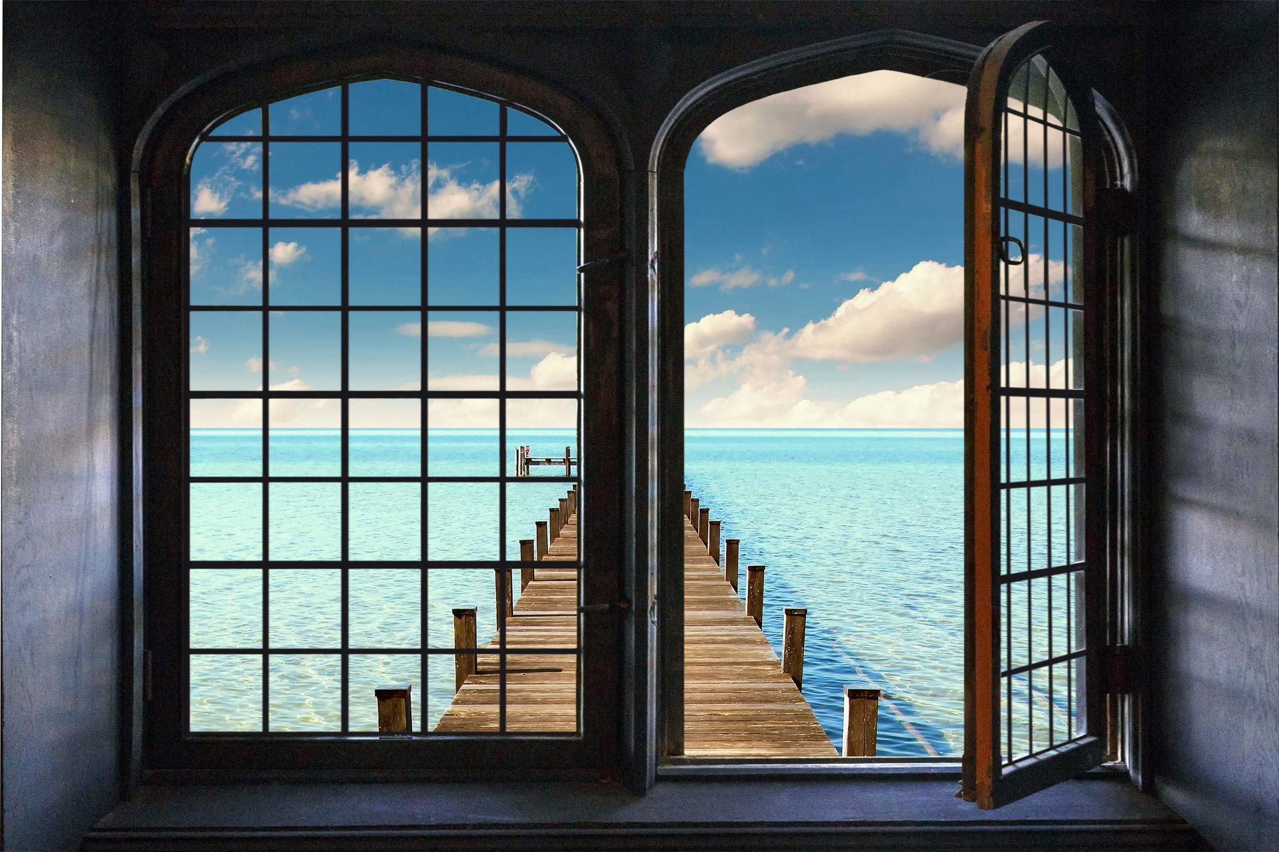 queence Wandfolie BORA BORA Muursticker, muurdecoratie, zelfklevend, 3D, raam