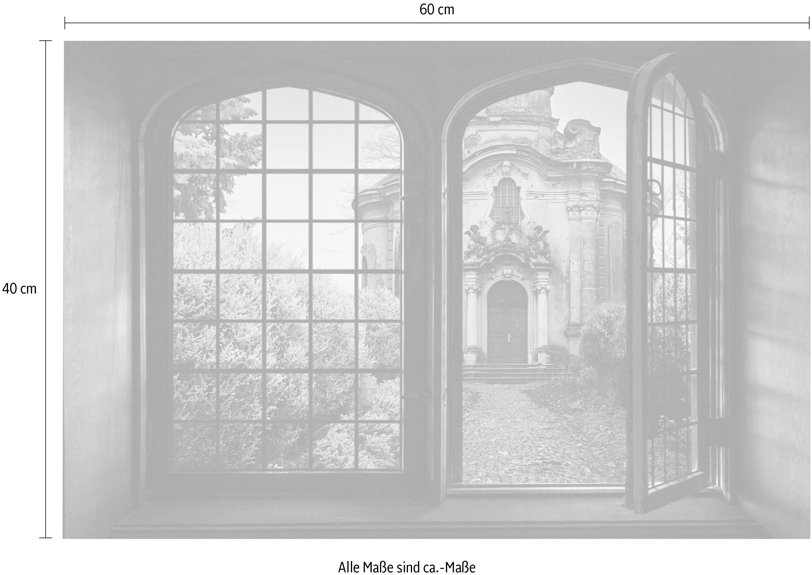 queence Wandfolie Kleine kapel Muursticker, muurdecoratie, zelfklevend, 3D, raam