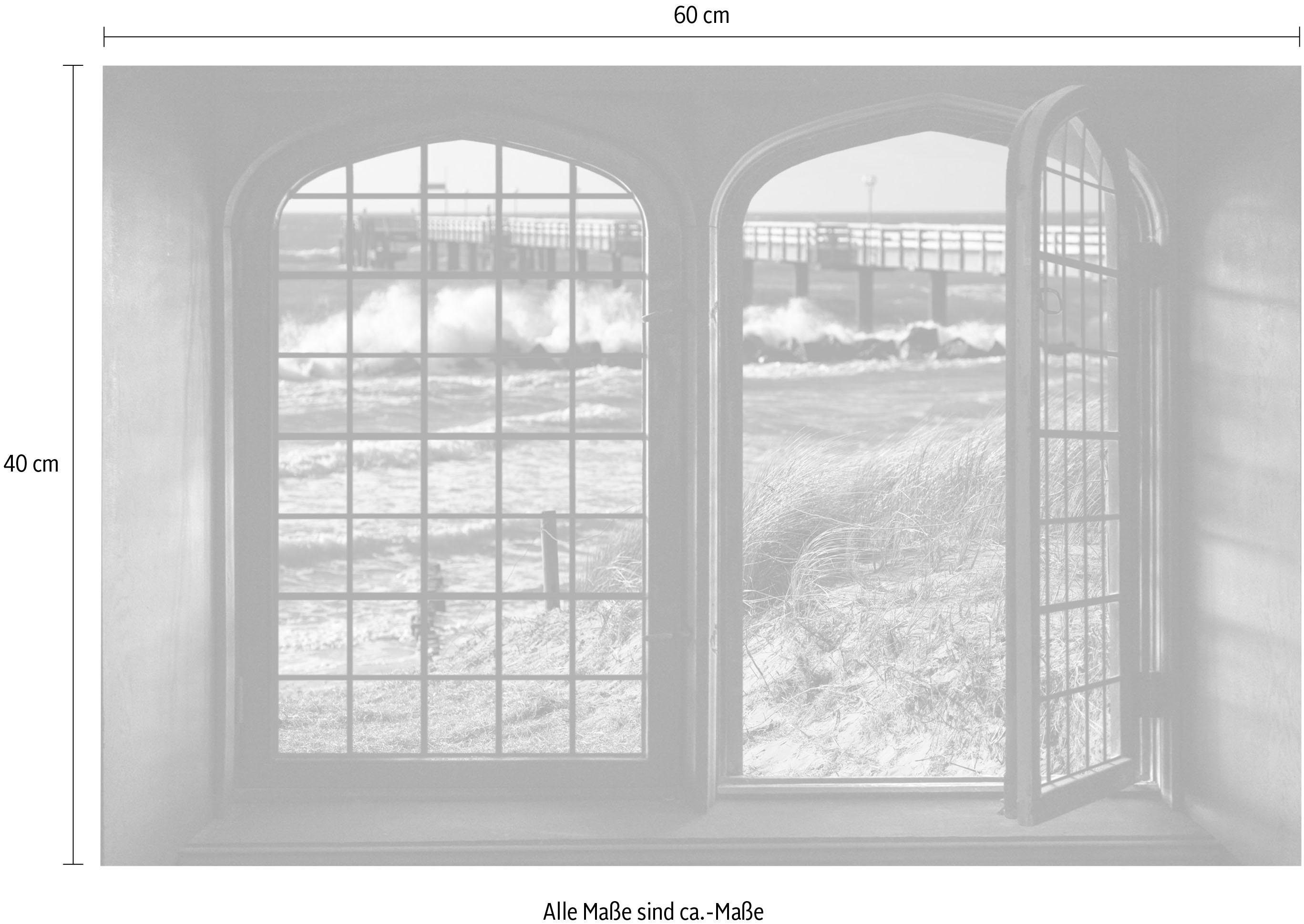 queence Wandfolie Noordzee Muursticker, muurdecoratie, zelfklevend, 3D, raam
