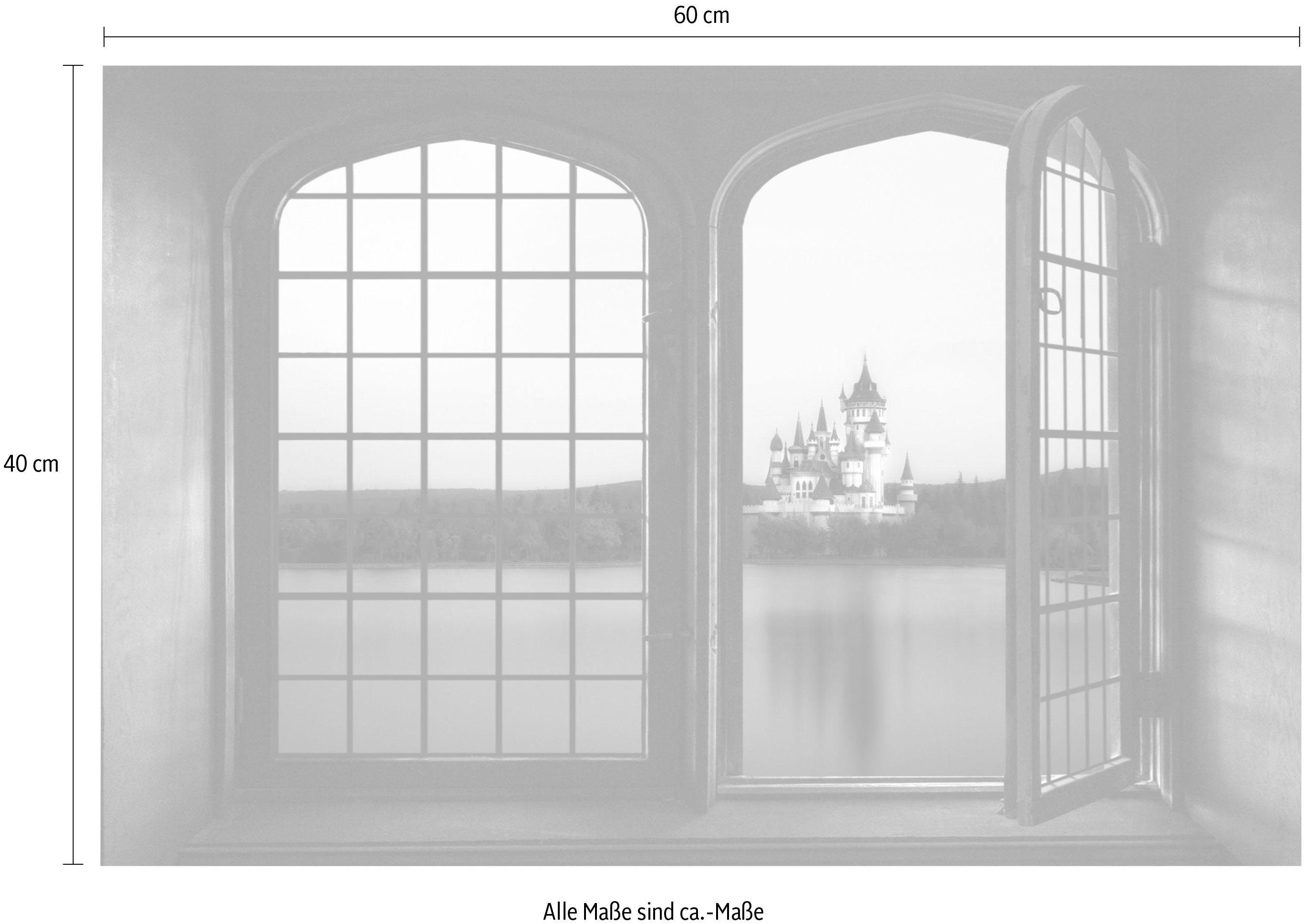 queence Wandfolie Slot Muursticker, muurdecoratie, zelfklevend, 3D, raam