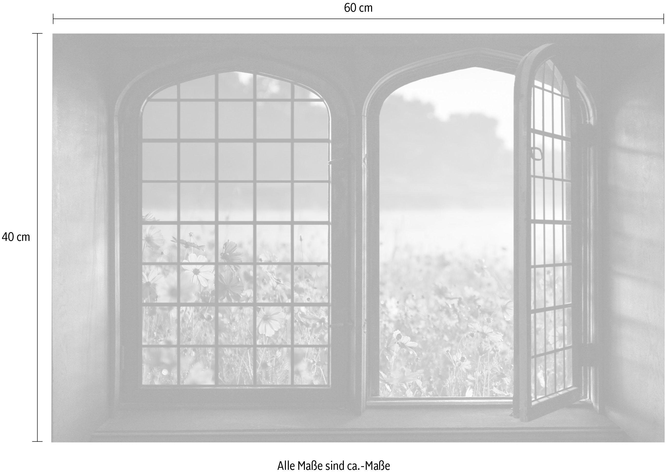 queence Wandfolie Bloemenweide Muursticker, muurdecoratie, zelfklevend, 3D, raam