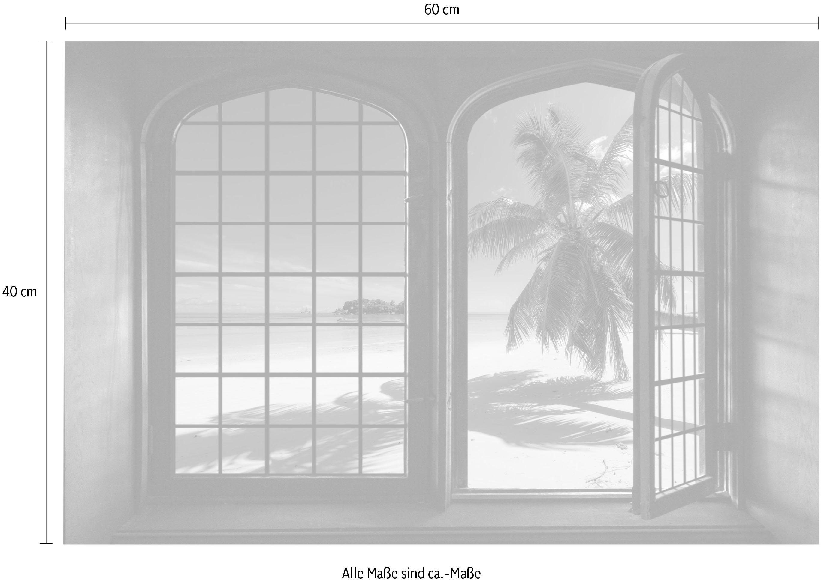 queence Wandfolie Palmenstrand Muursticker, muurdecoratie, zelfklevend, 3D, raam