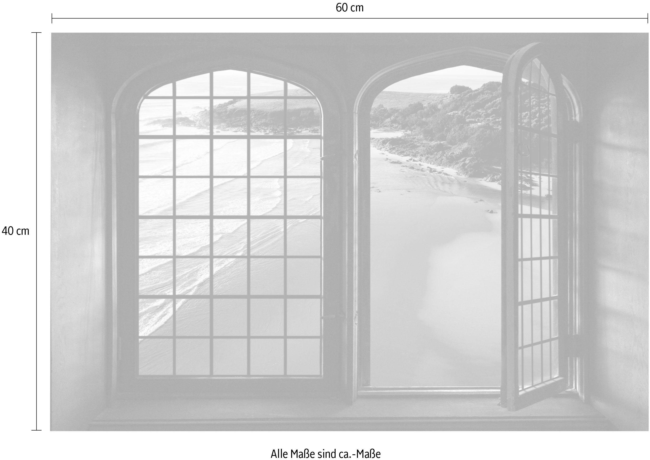 queence Wandfolie Zandstrand Muursticker, muurdecoratie, zelfklevend, 3D, raam