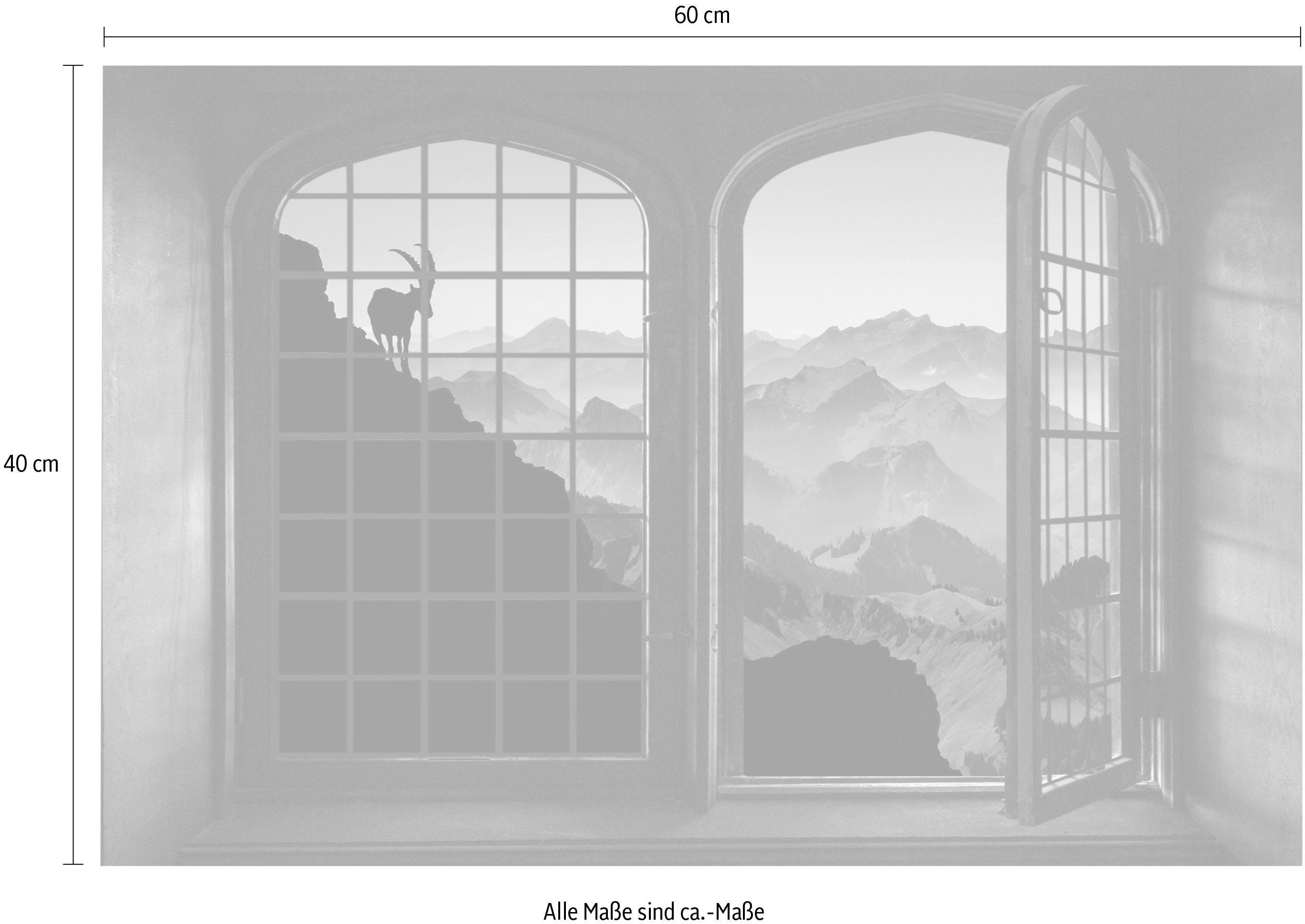 queence Wandfolie Bergen Muursticker, muurdecoratie, zelfklevend, 3D, raam