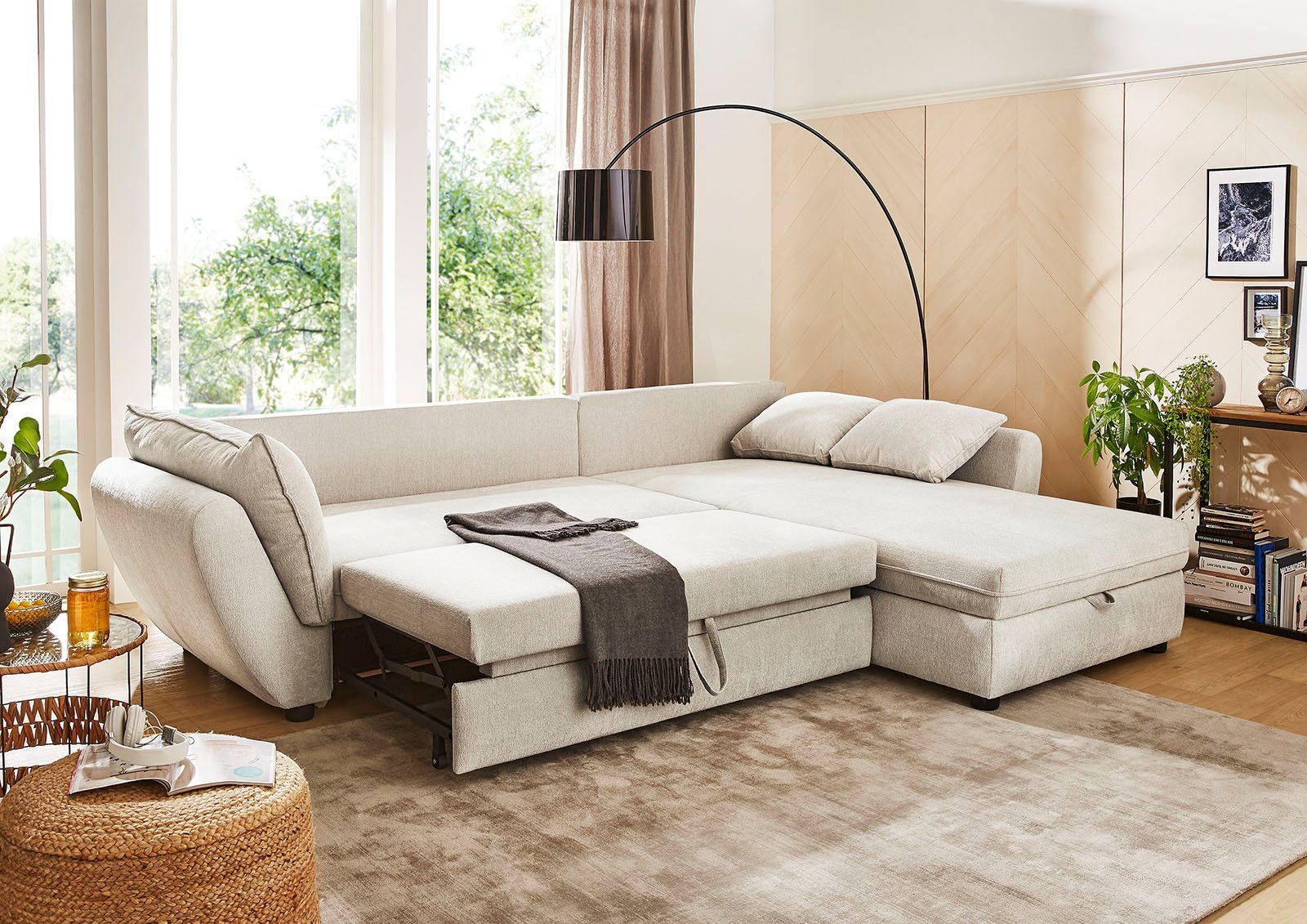 Jockenhöfer Gruppe Hoekbank Jerez L-vorm met bed- en relaxfunctie, opbergvak/bedlade, golfvering, ottomane