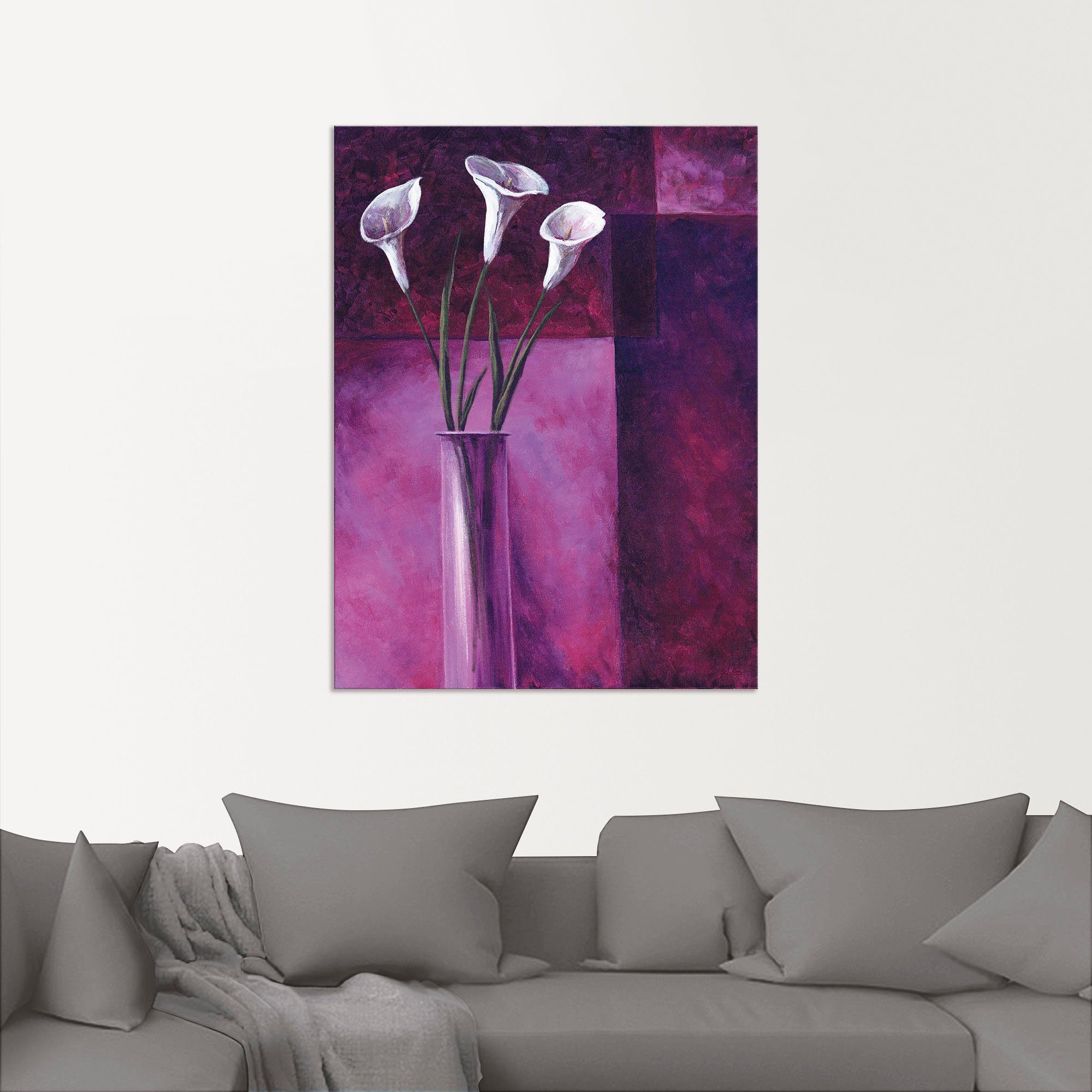 Artland Artprint Callas paars als artprint van aluminium, artprint voor buiten, artprint op linnen in verschillende maten