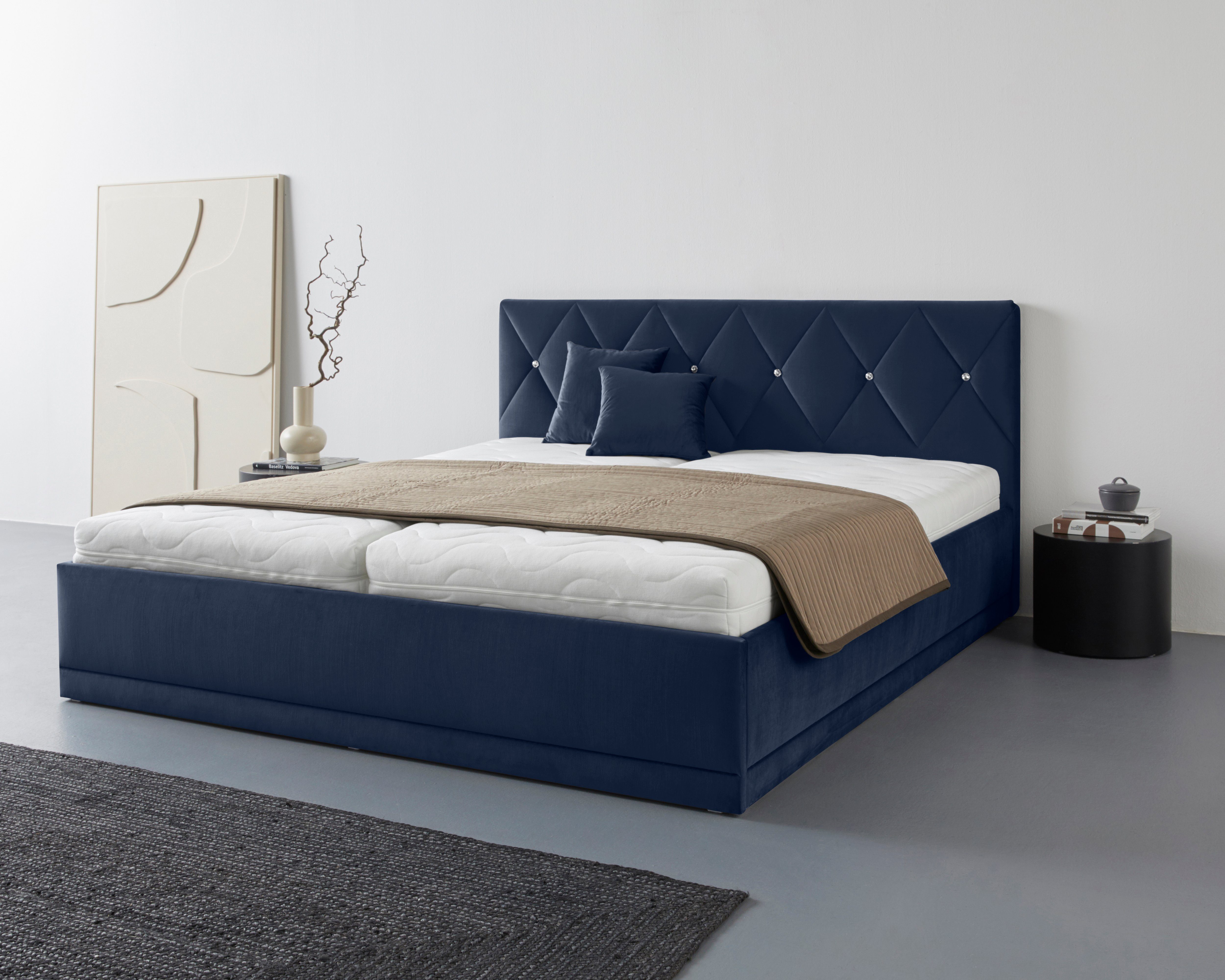 Westfalia Polsterbetten Gestoffeerd bed ADAMAS ook met bedlade, knoopdetails met stras