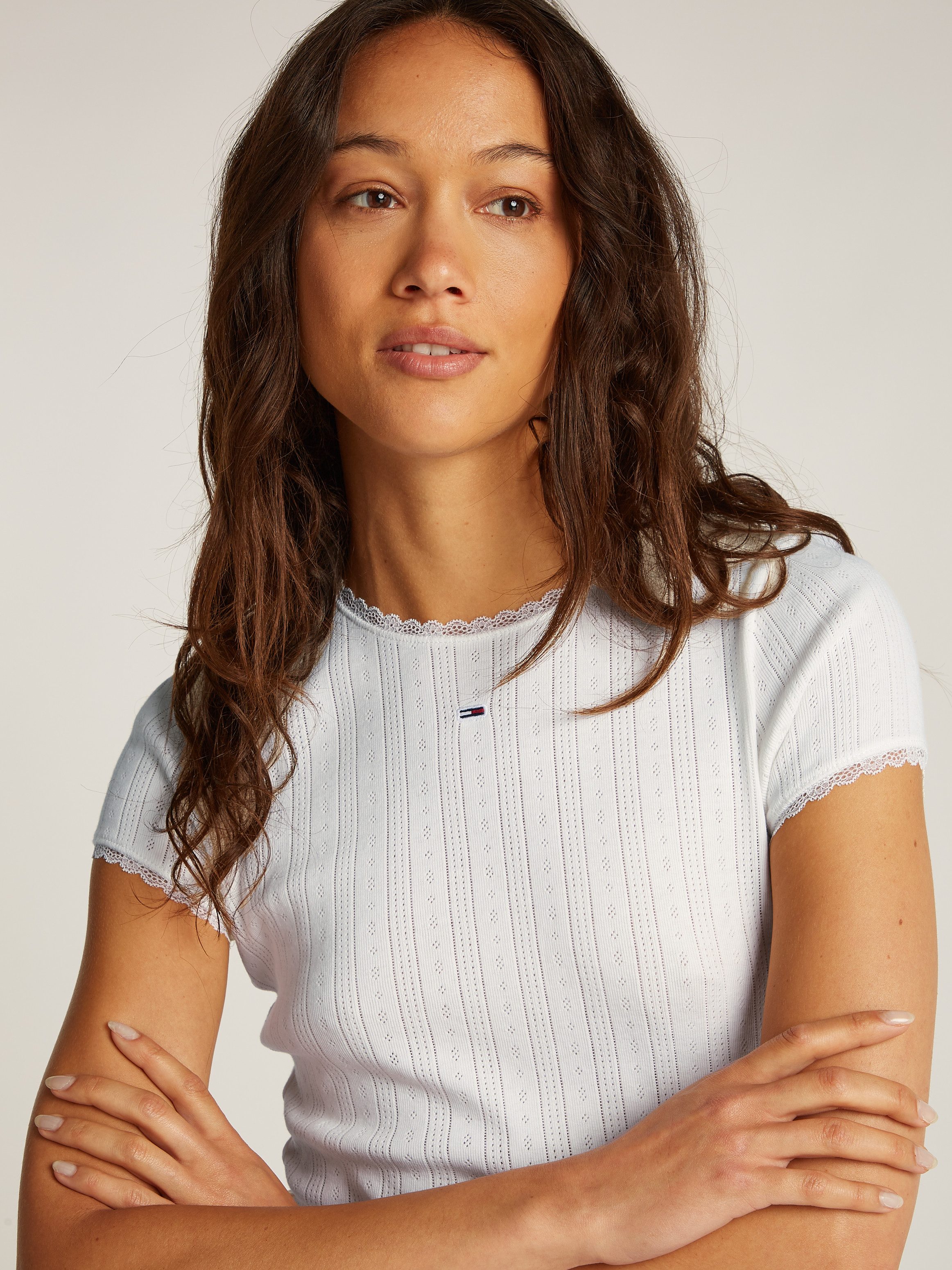 TOMMY JEANS T-shirt TJW SLIM POINTELLE RIB TEE