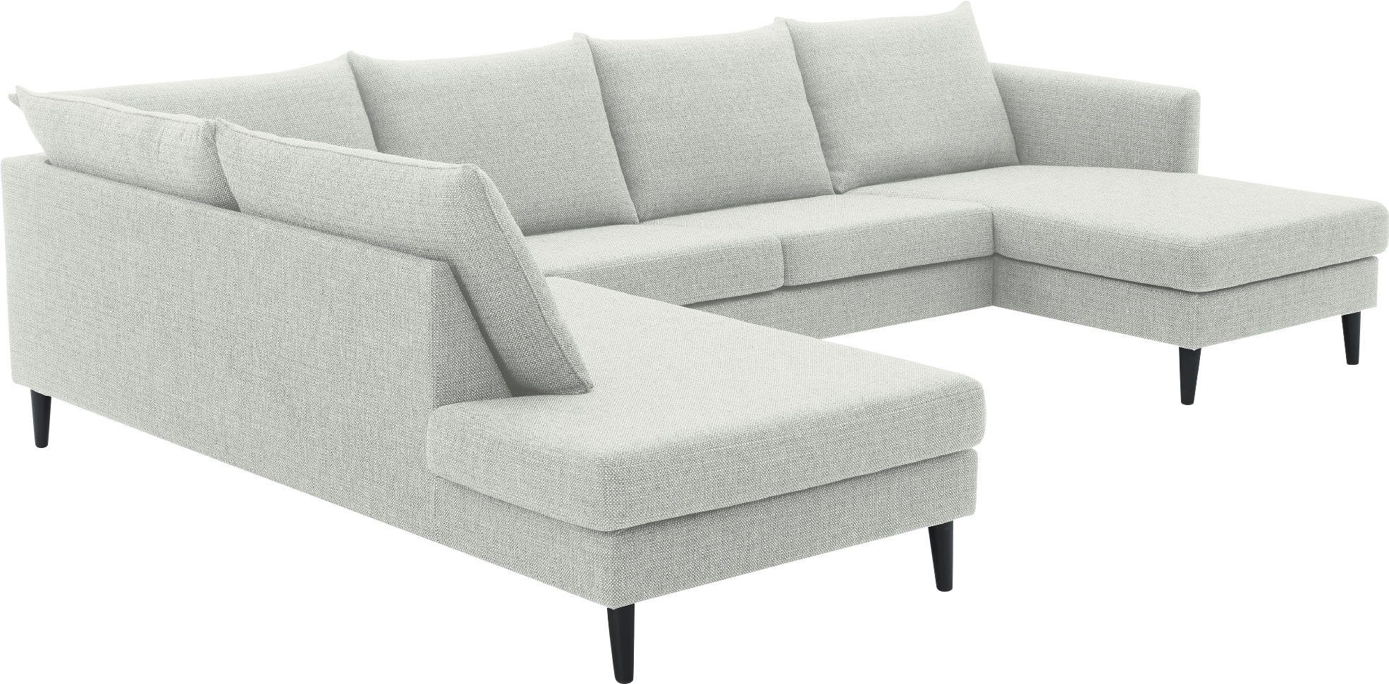 ATLANTIC home collection Zithoek Rekvik U-vorm met golfvering, met massief houten poten