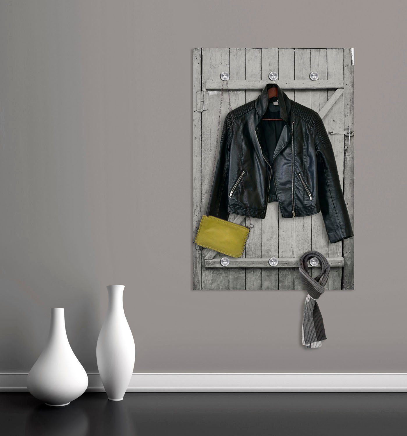 queence Kapstok Houten deur met 6 haken, 80 x 120 cm