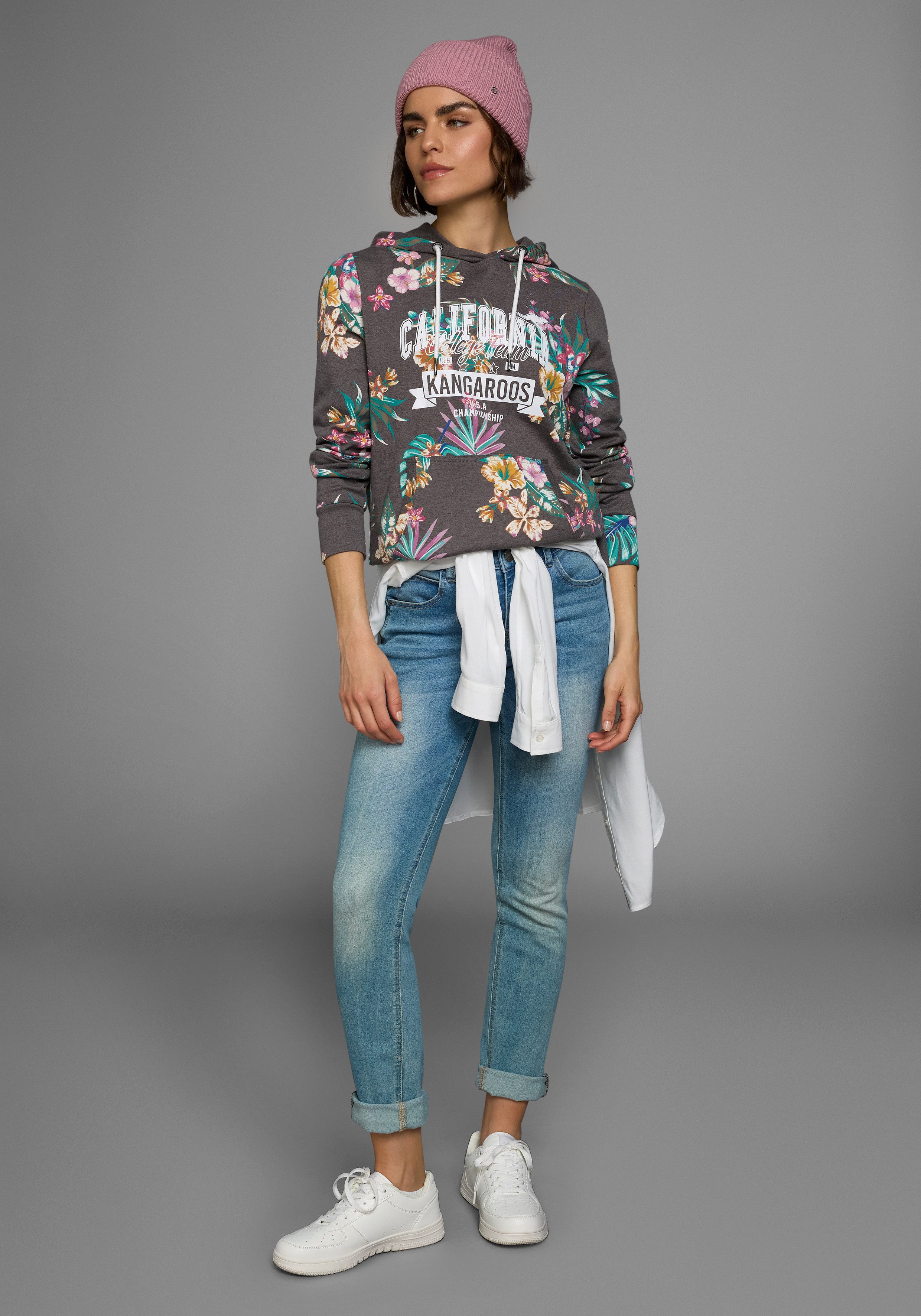 KangaROOS Hoodie Lange mouwen, figuurvolgende snit, van interlockmateriaal